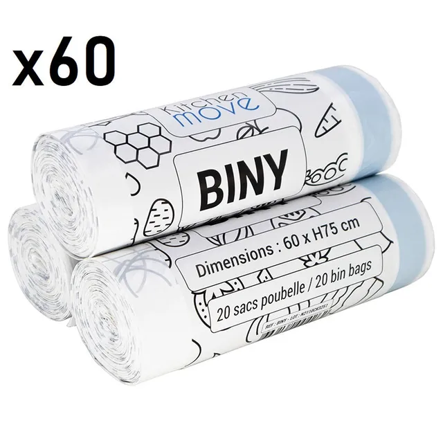 Red Deco Biny sacs poubelle blanc 50L x60 lien coulissant