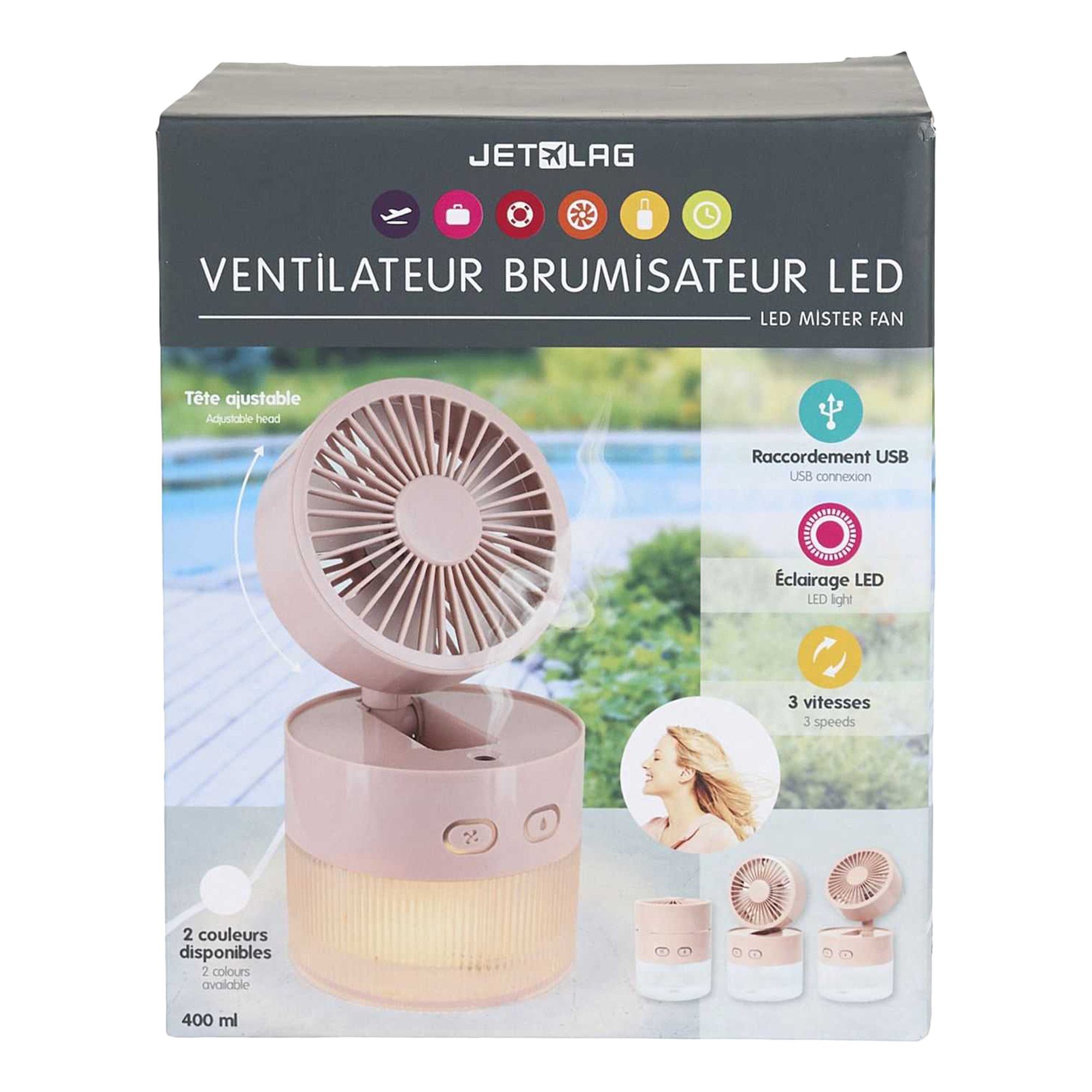 Stokomani Maison Ventilateur Brumisateur USB LED Orientable Bureau