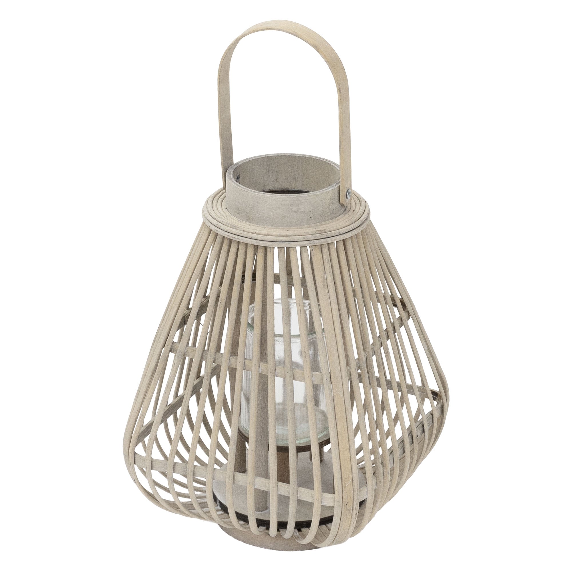 ECD Germany Garten lanterne bambou 42,5cm verre vent boho