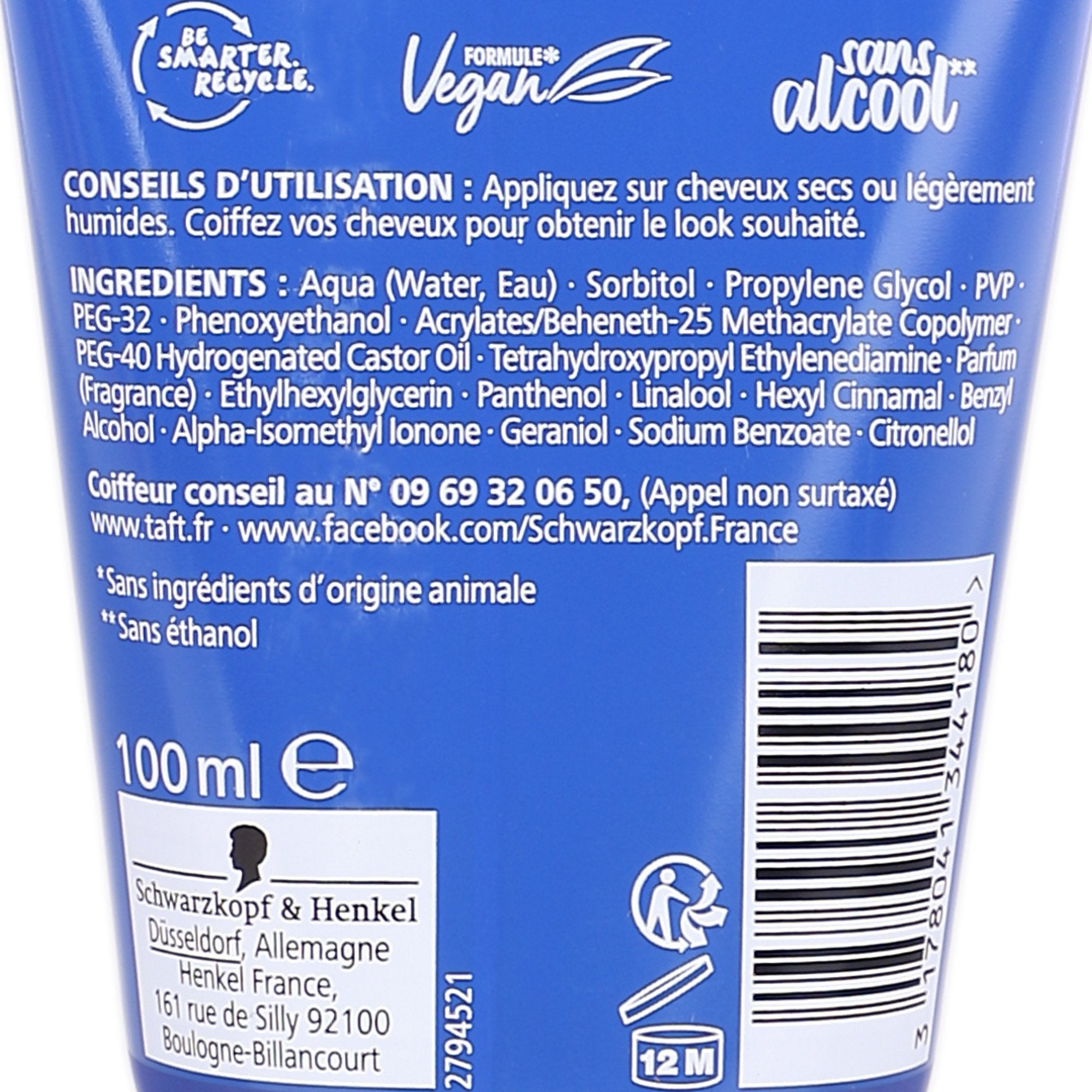 Gel fixation forte effet mouillé coiffant 24h