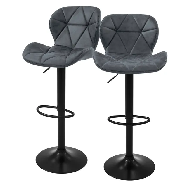 ECD Germany Möbel Tabouret Bar Velours Noir Réglable Lot 2 Dossier