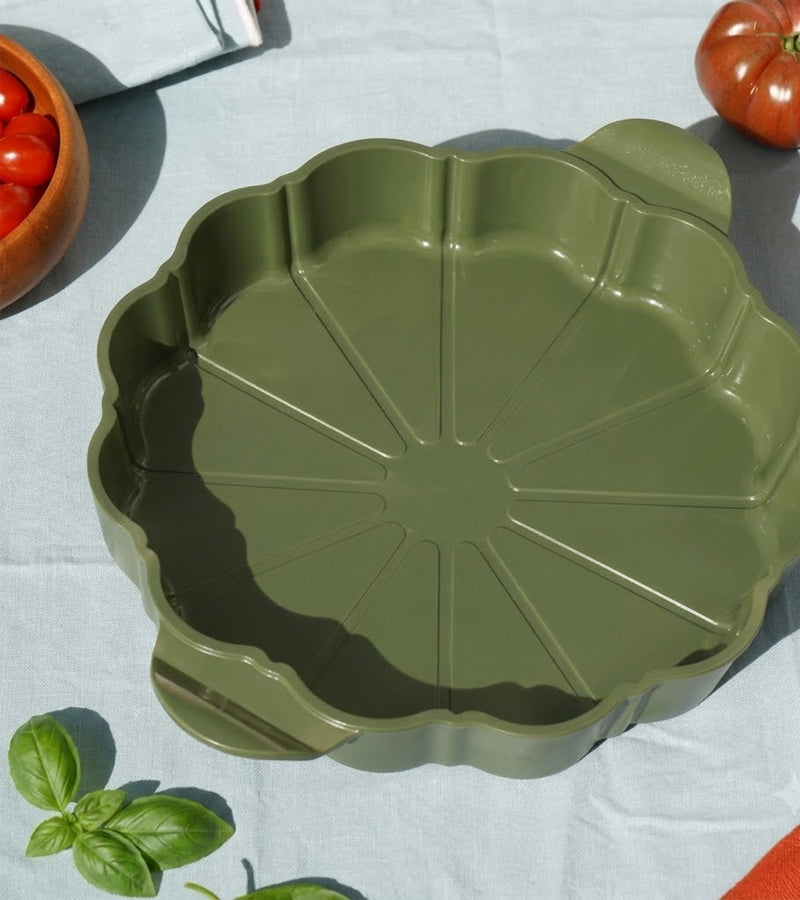 Cookut Le Formidable plat à tarte fleur Fougère coupe-tarte inclus