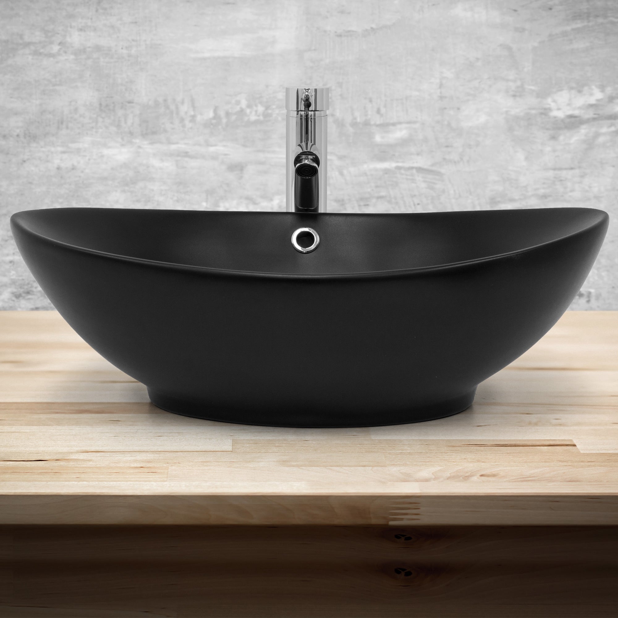 LuxeBath Vasque à poser céramique noire 59 cm avec bonde