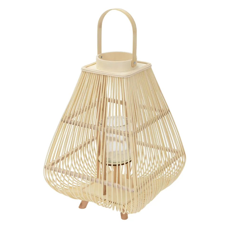 ECD Germany Garten lanterne bambou 63,5 cm + verre