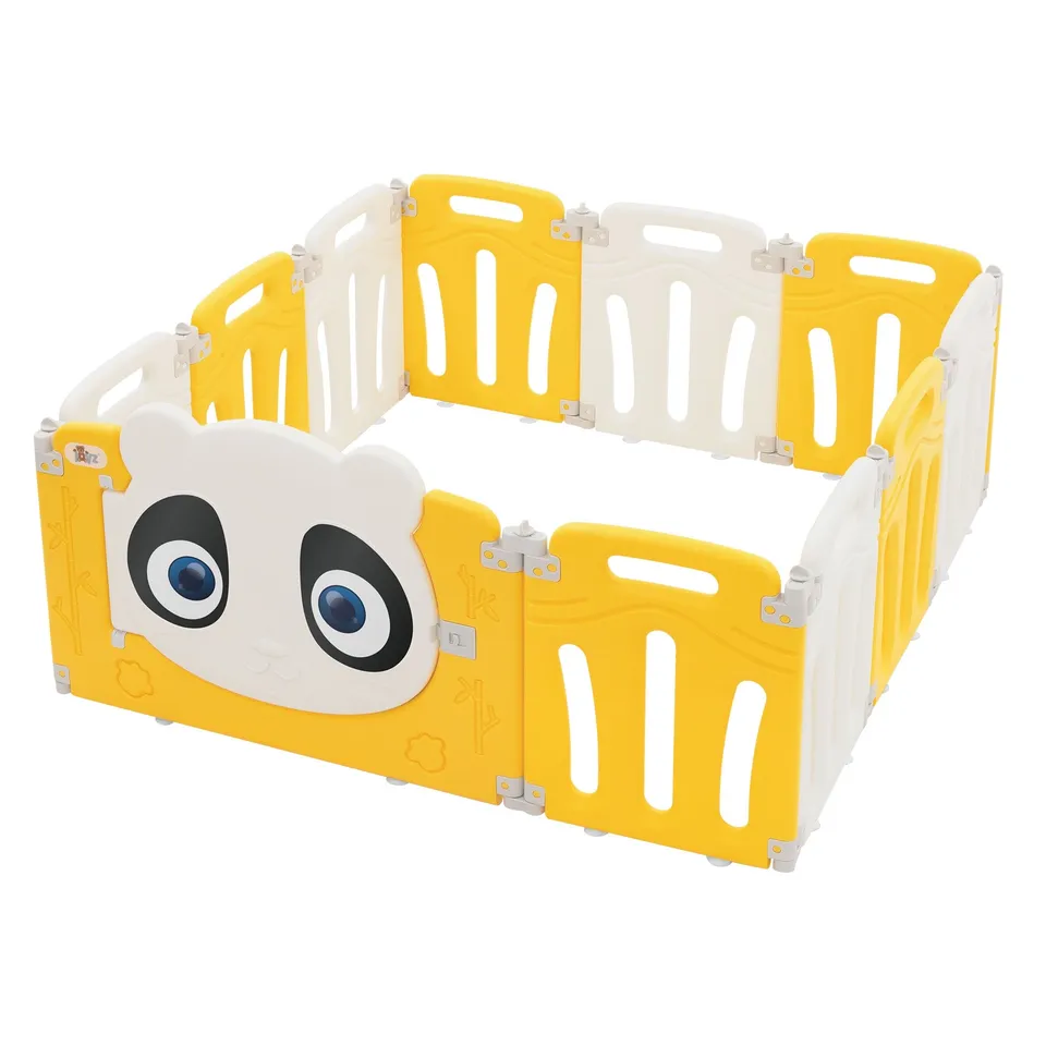 ECD Germany Joyz parc bébé pliable blanc jaune panda 120x120 cm