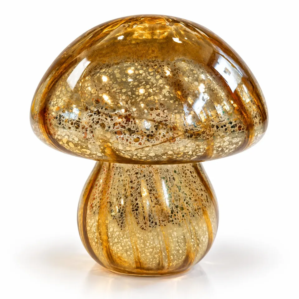 Déclic Home lampe champignon verre or H 16 cm