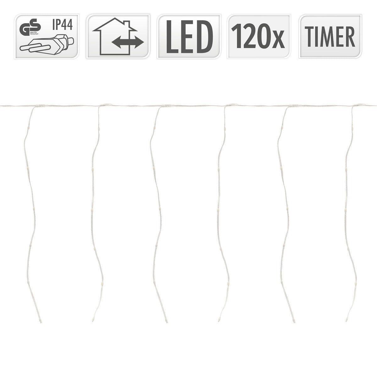 ECD Germany rideau lumineux LED 3 m 120 LED blanc chaud timer