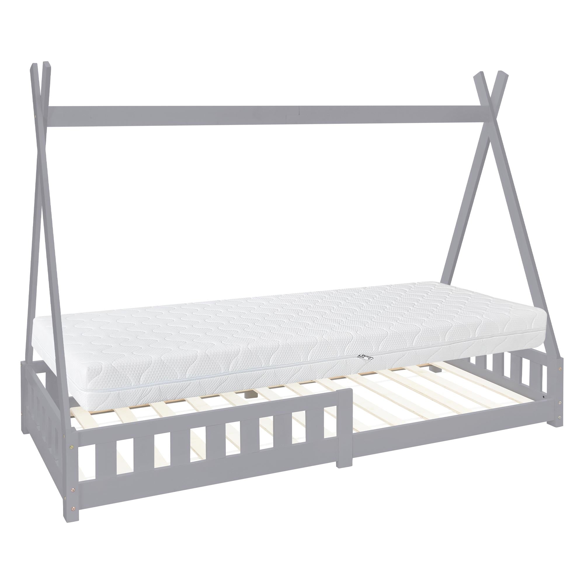 ECD Germany ML-Design lit cabane tipi blanc 90x200 sommier