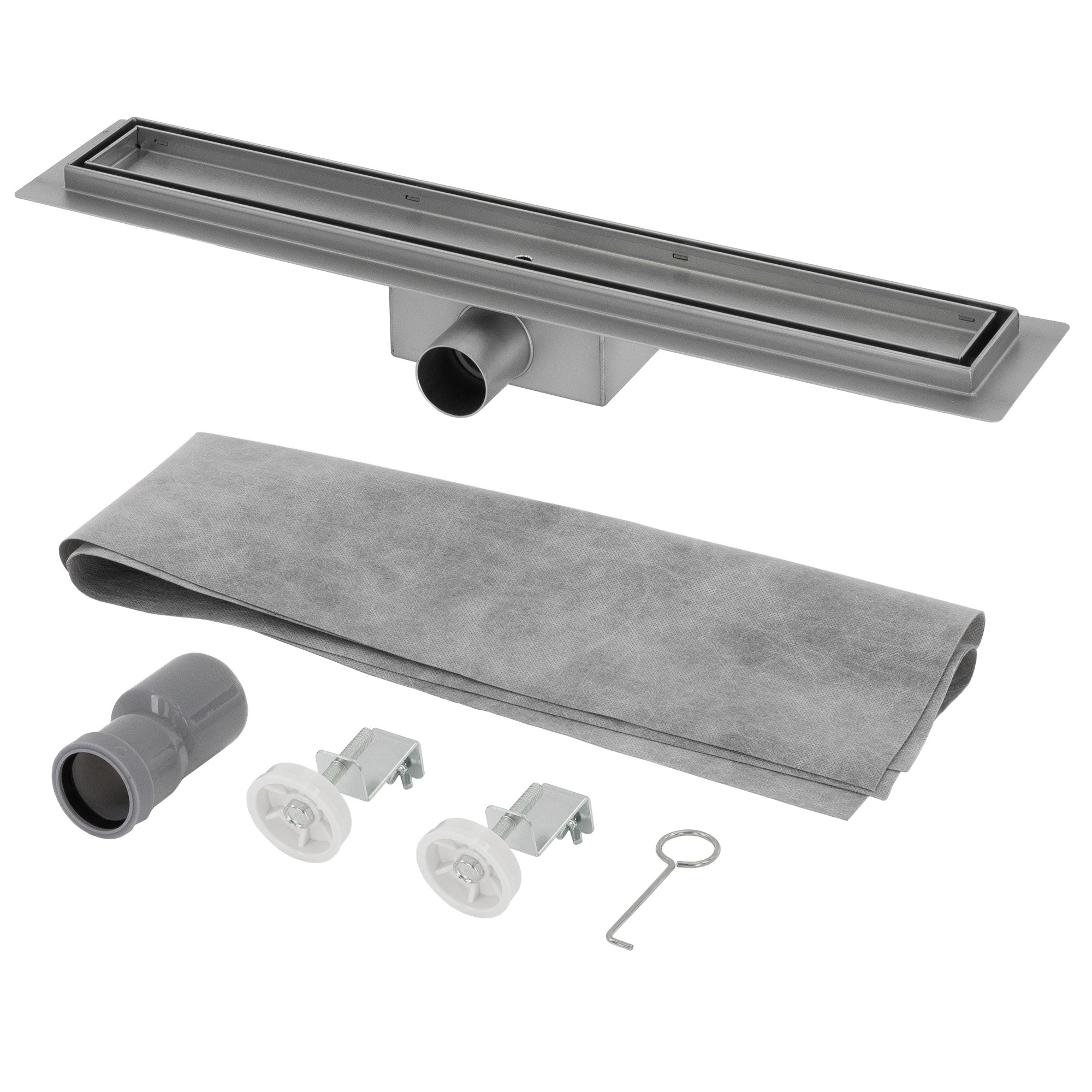ECD Germany Sanitär caniveau de douche 50 cm inox argent à carreler