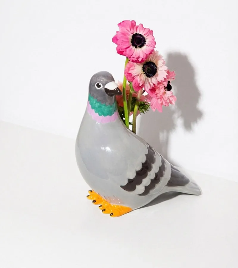 L'avant gardiste Vases vase pigeon fleurs céramique