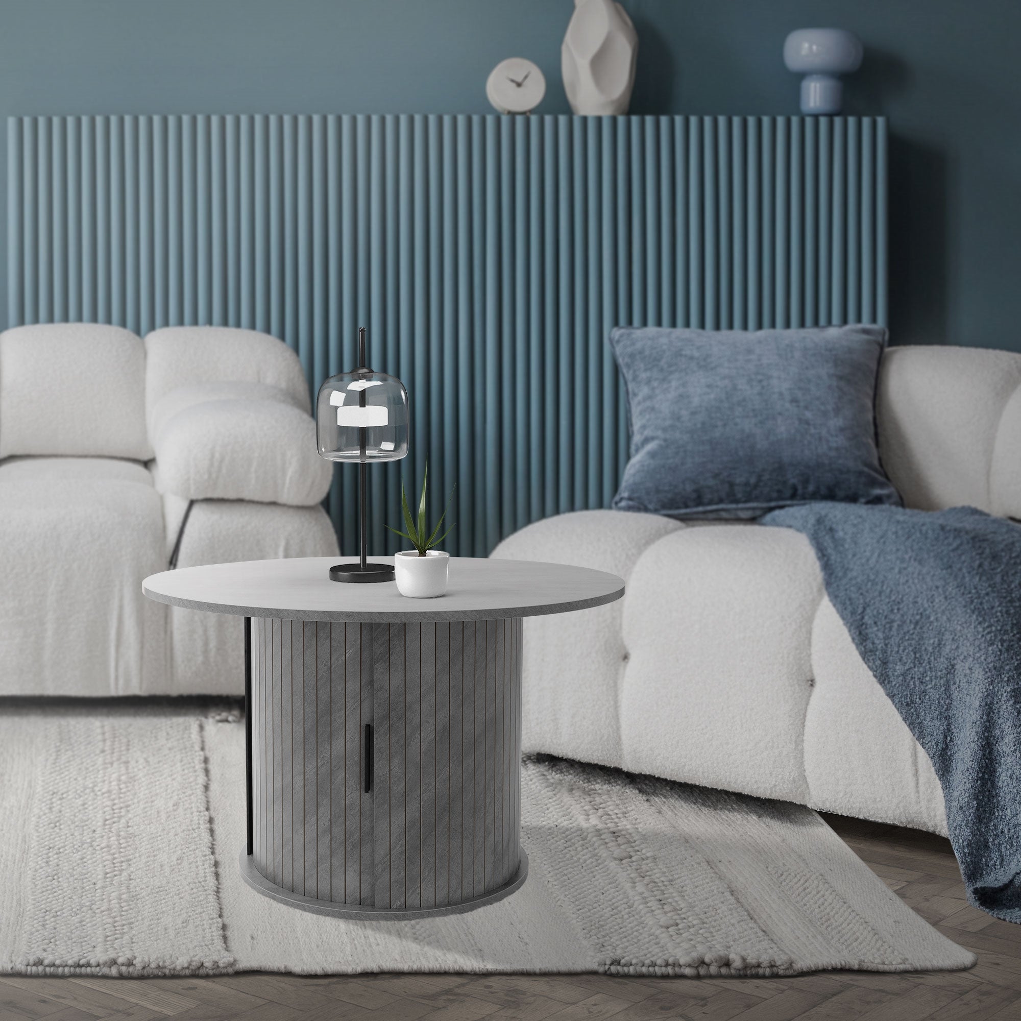 ECD Germany ML-Design table basse ronde béton gris Ø80cm