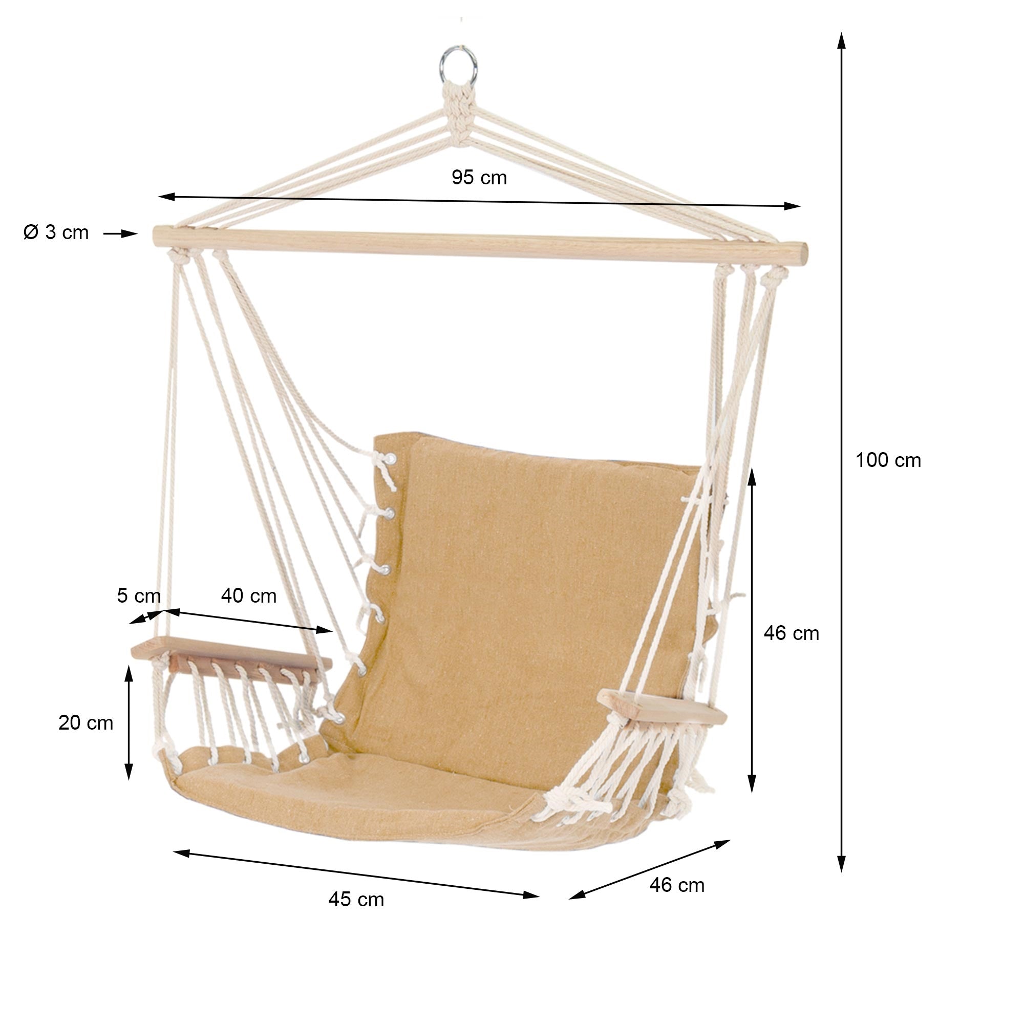 ECD Germany Sport fauteuil suspendu terracotta coton 210cm