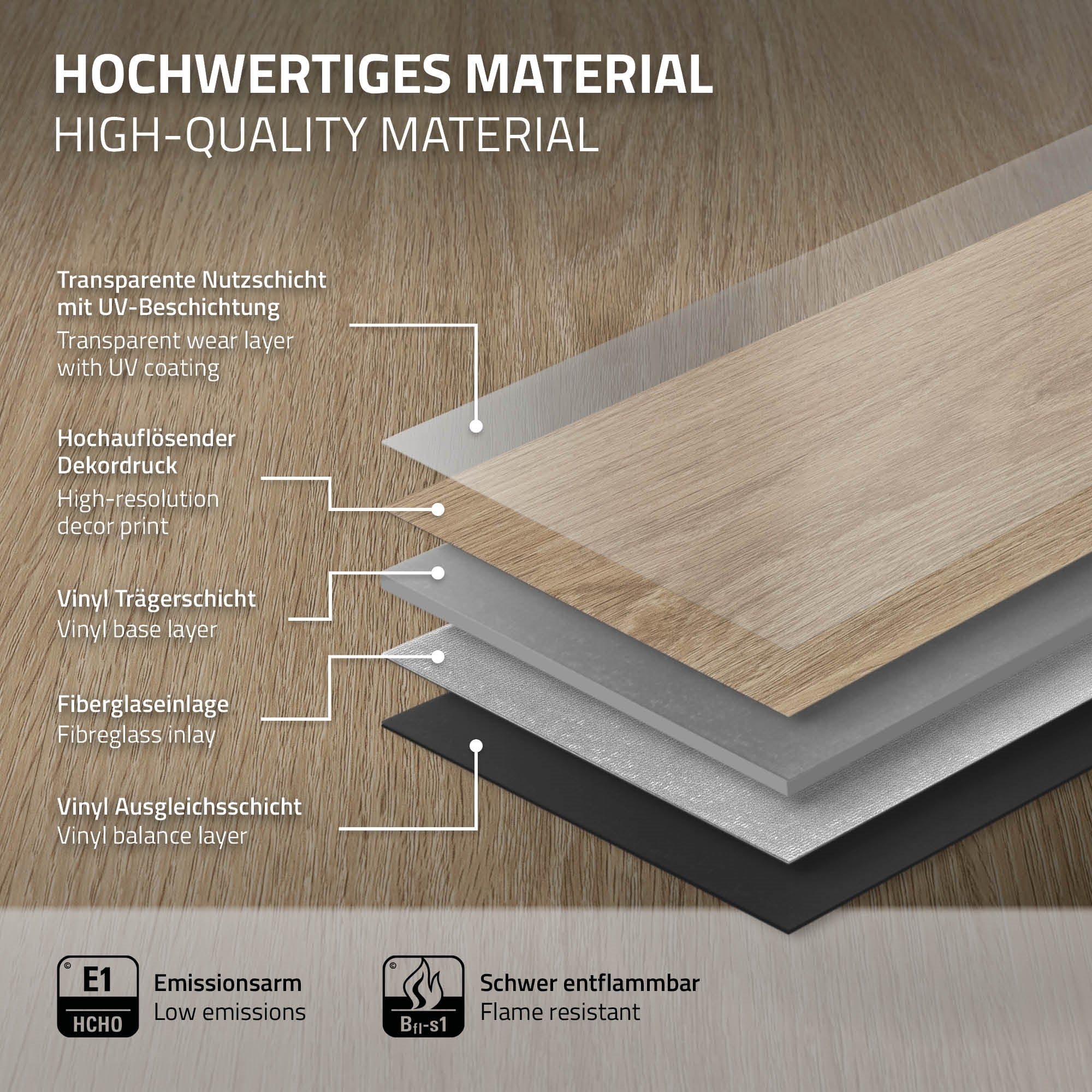 ML-Design sol vinyle chêne Golden Hour clic 4,2 mm 1,54m²