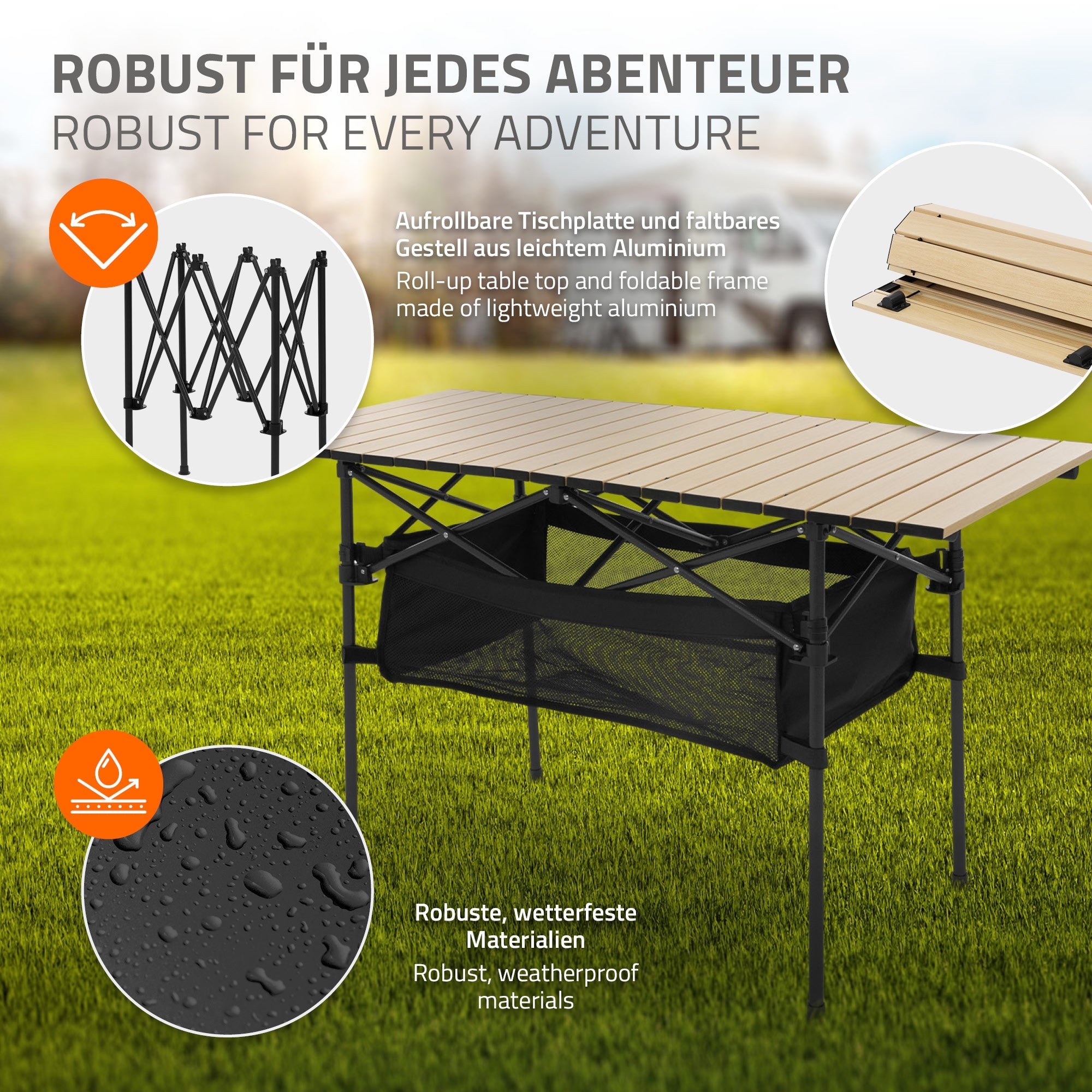 ECD Germany Sport Freizeit Hauki ensemble camping beige bleu 3 pièces