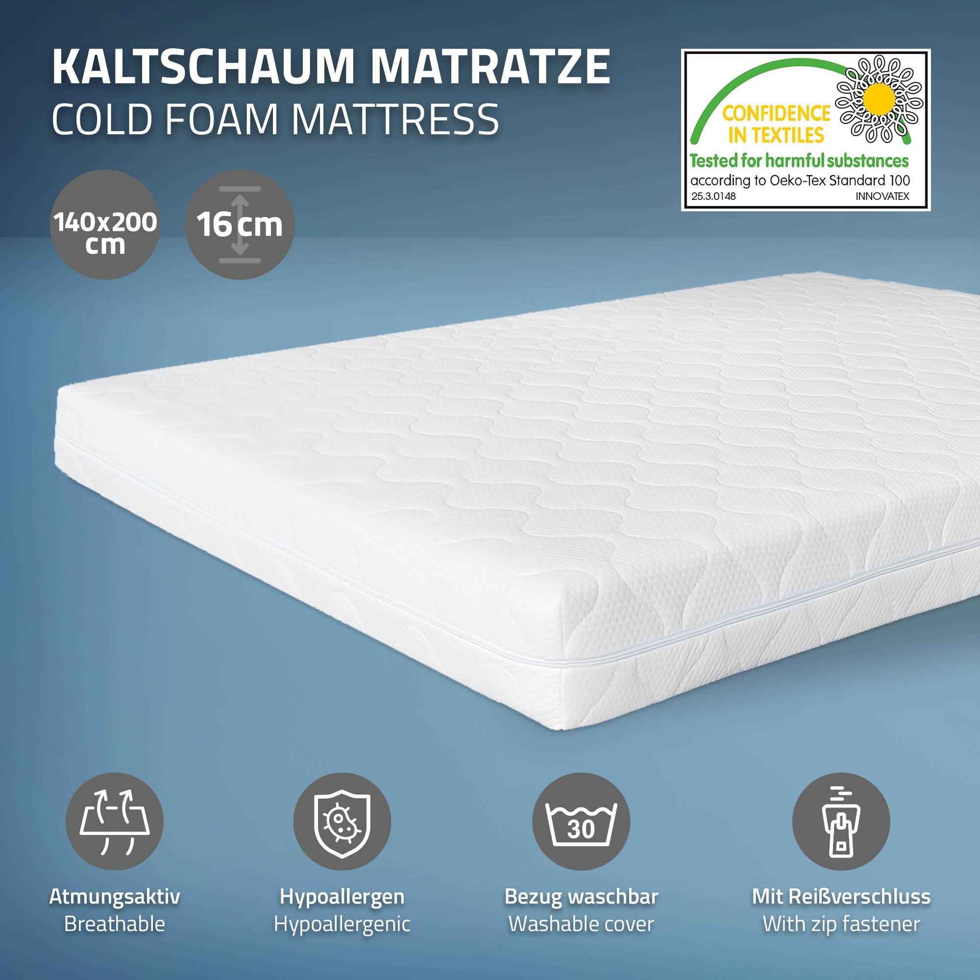 ECD Kinder Hausbett 140x200 lit cabane blanc + matelas
