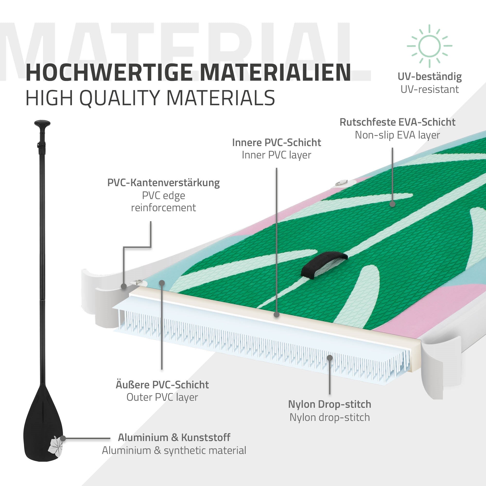 ECD Germany Flowers stand up paddle gonflable mint 320 cm