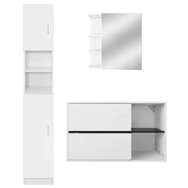 ECD Germany Möbel ensemble salle de bain 3 pièces blanc bois