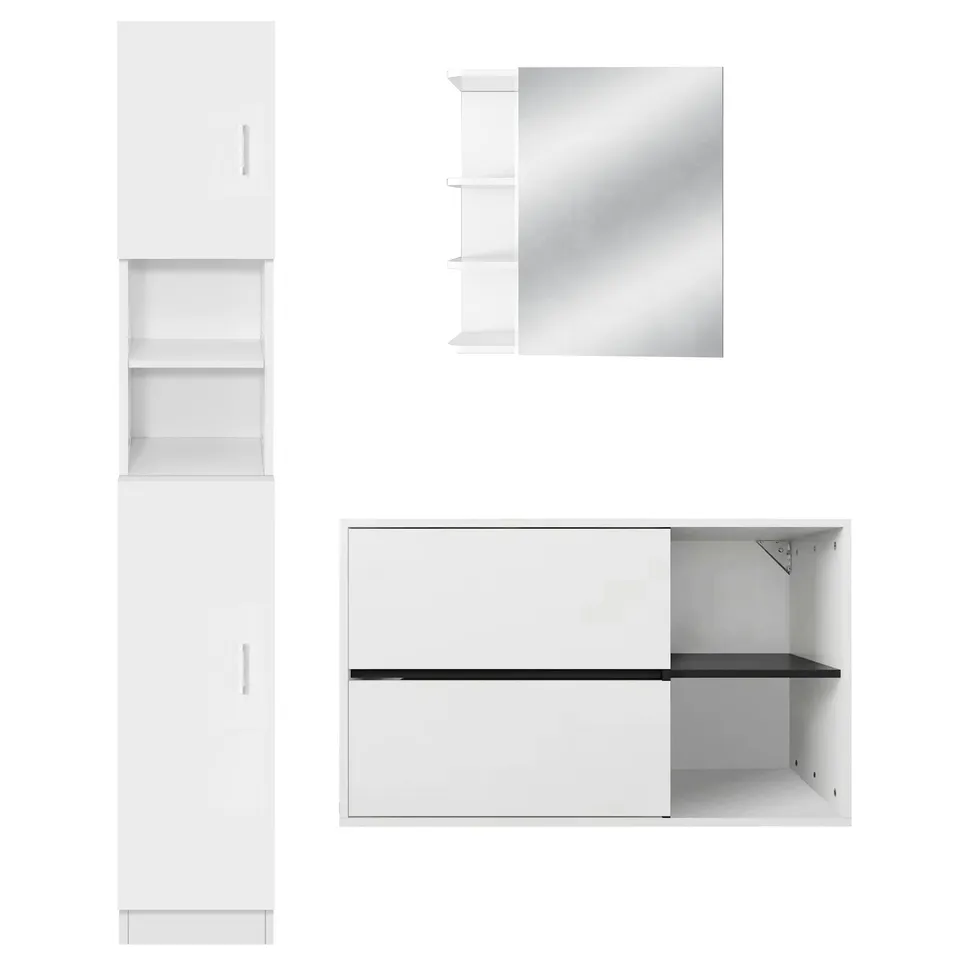 ECD Germany Möbel ensemble salle de bain 3 pièces blanc bois