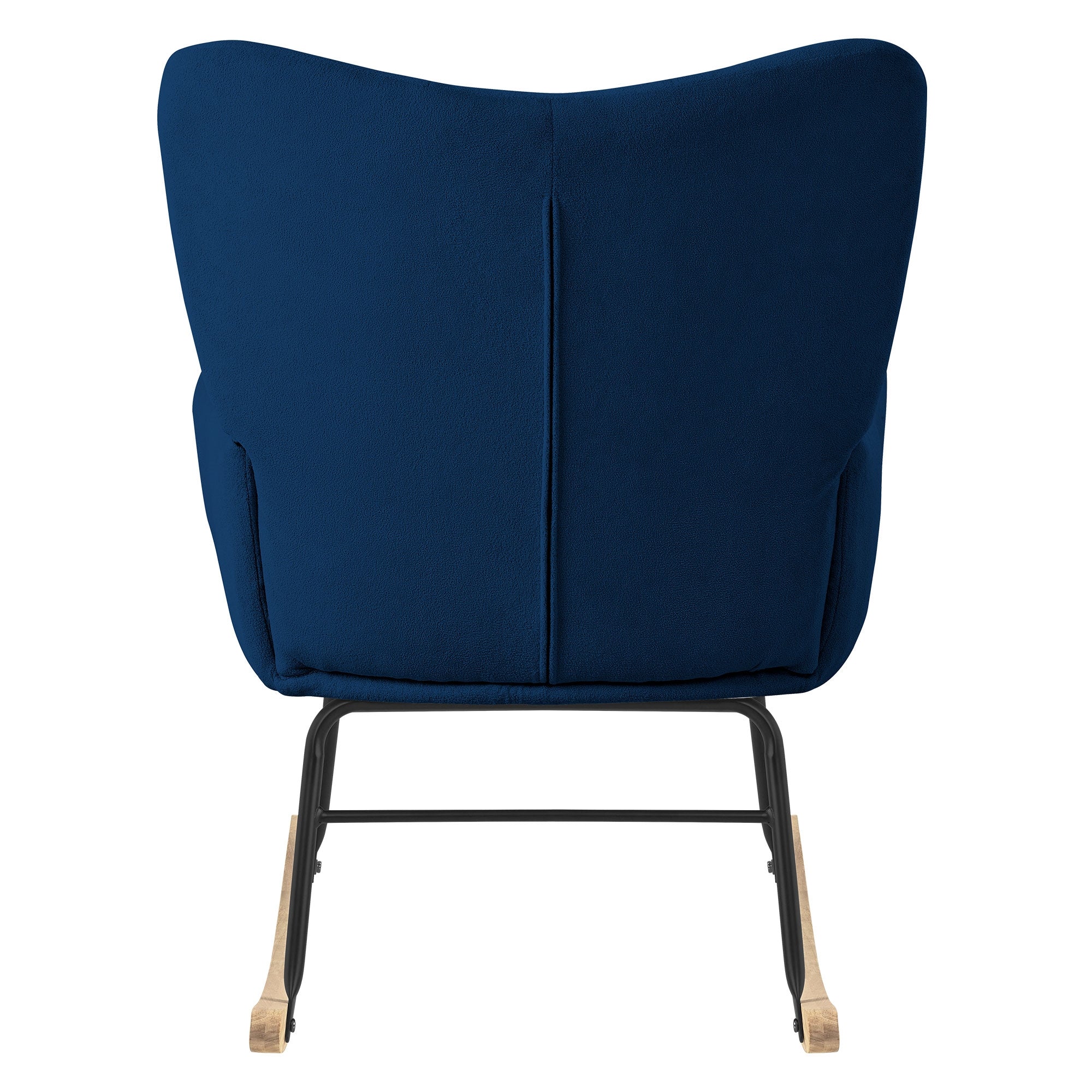 ECD Germany Fauteuil à Bascule Bleu Foncé Bouclette Bois
