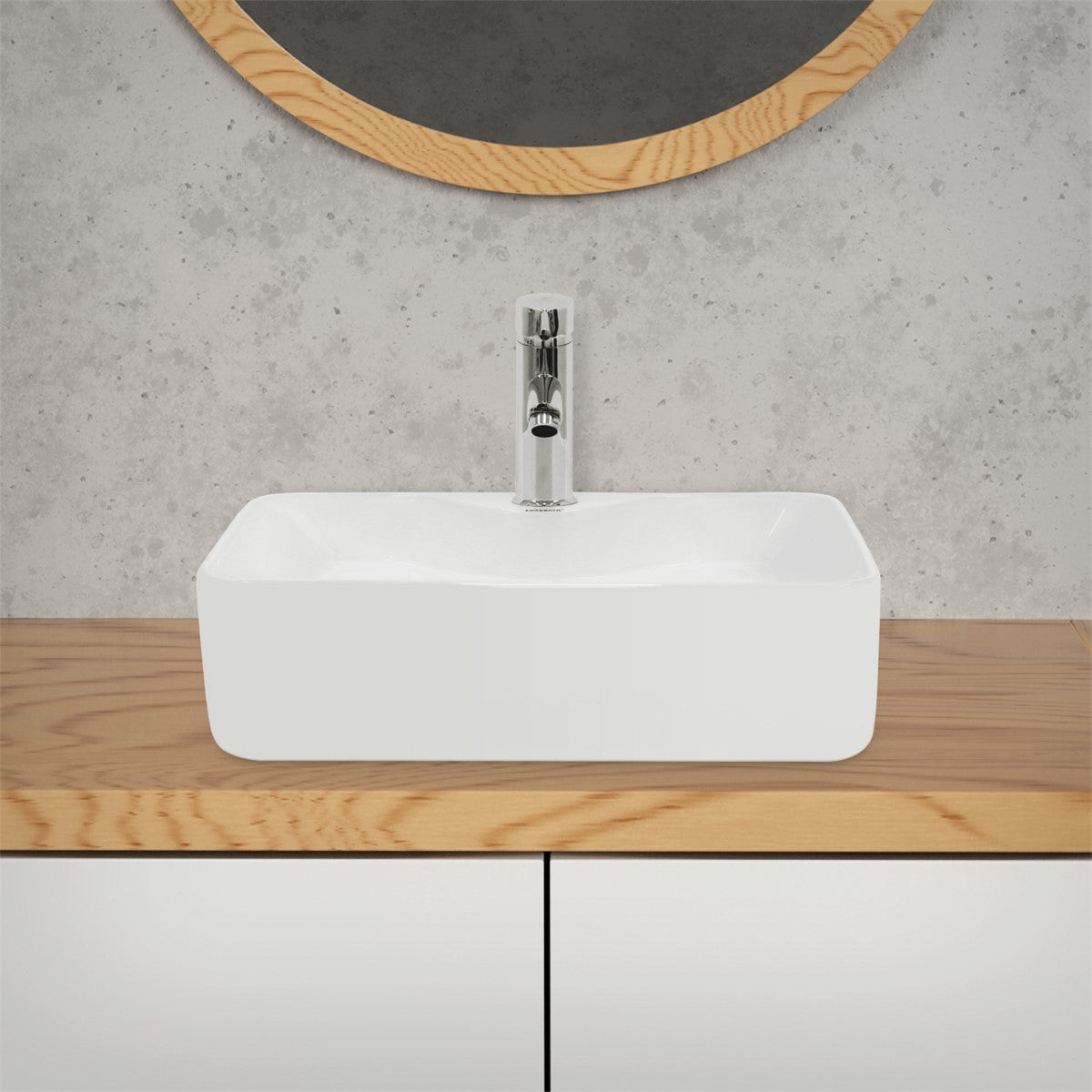ECD Germany Sanitär vasque carrée 48x38 cm blanc céramique