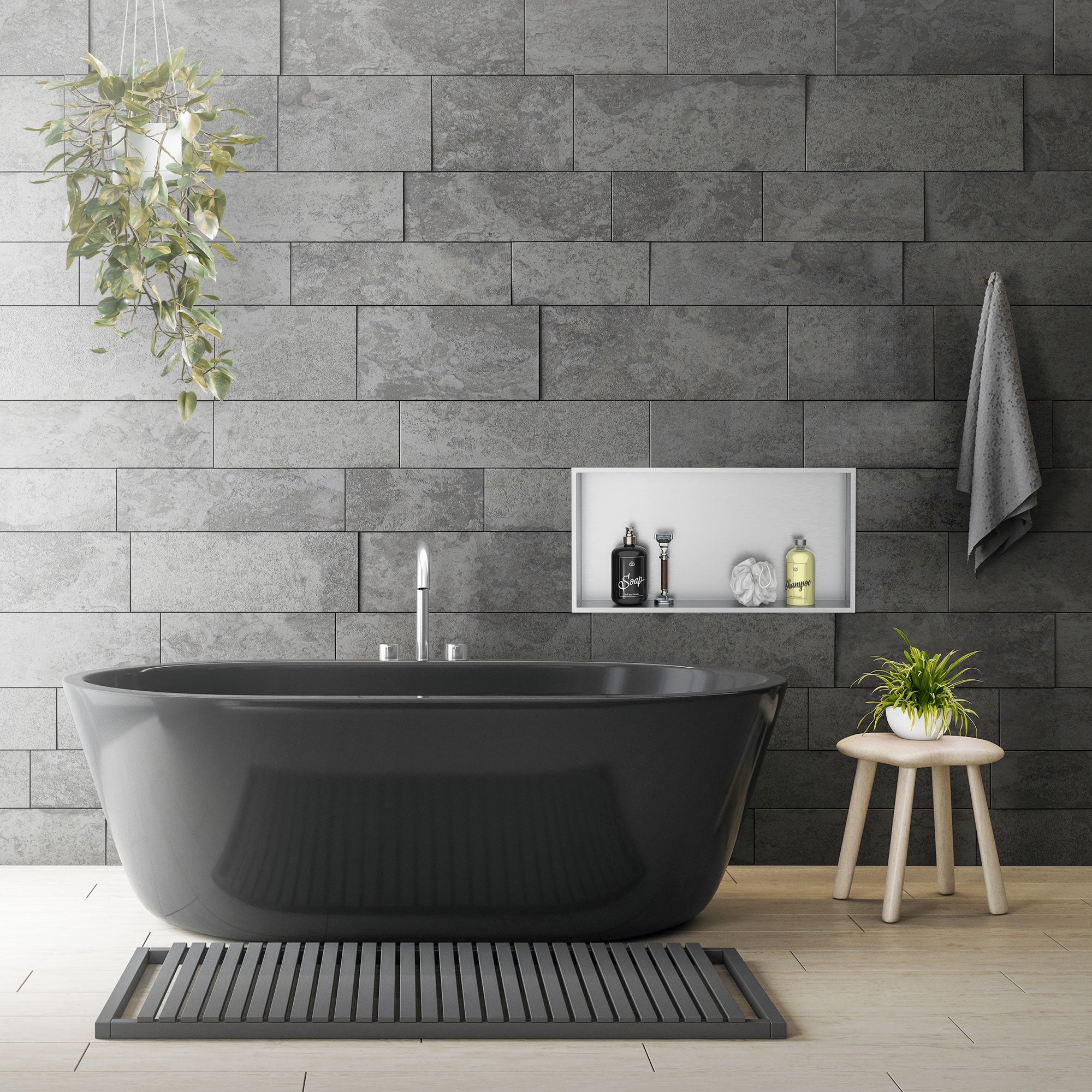 ECD Germany Sanitär niche douche 60x30 cm inox argent