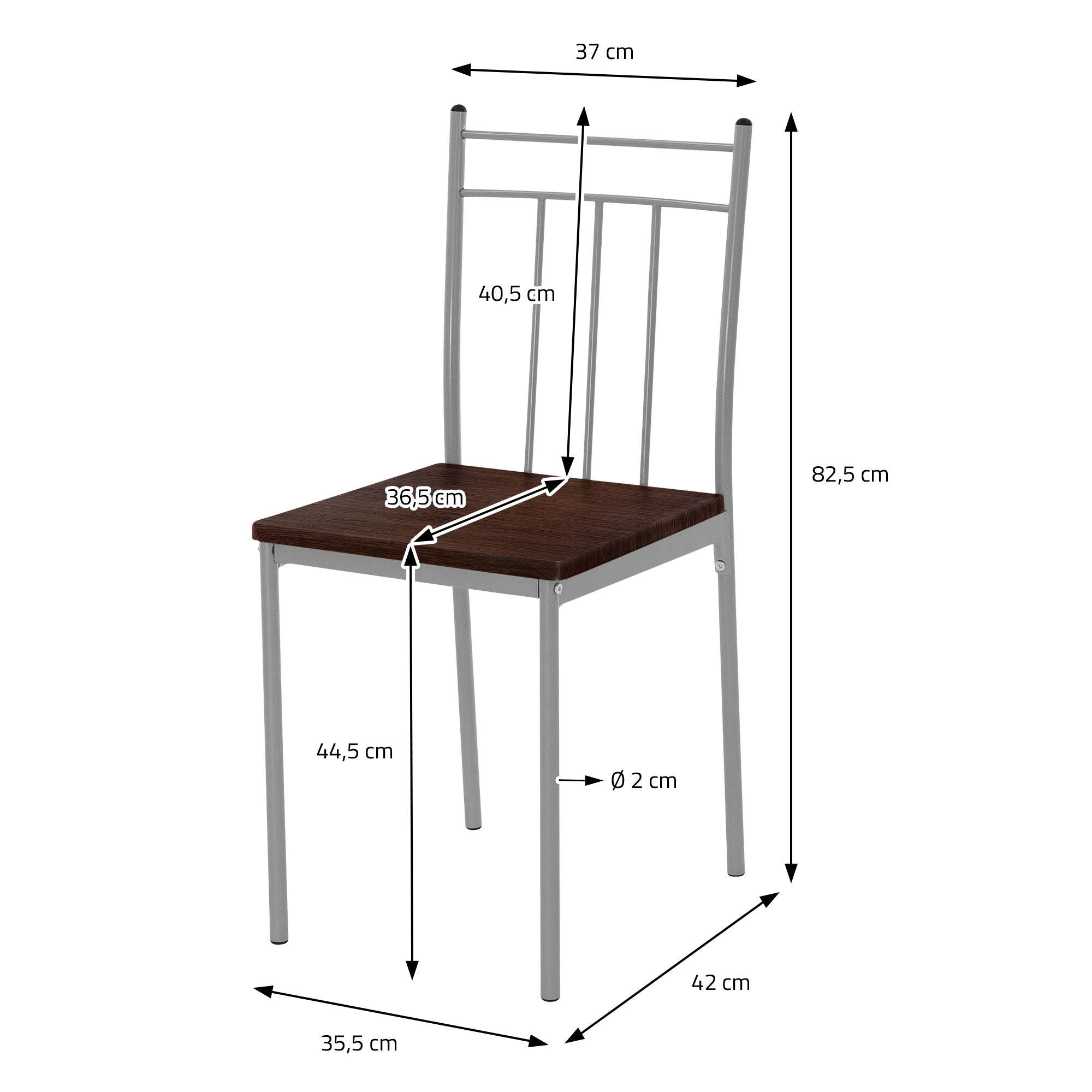 ECD Germany Möbel ensemble salle à manger 5 pièces marron foncé bois