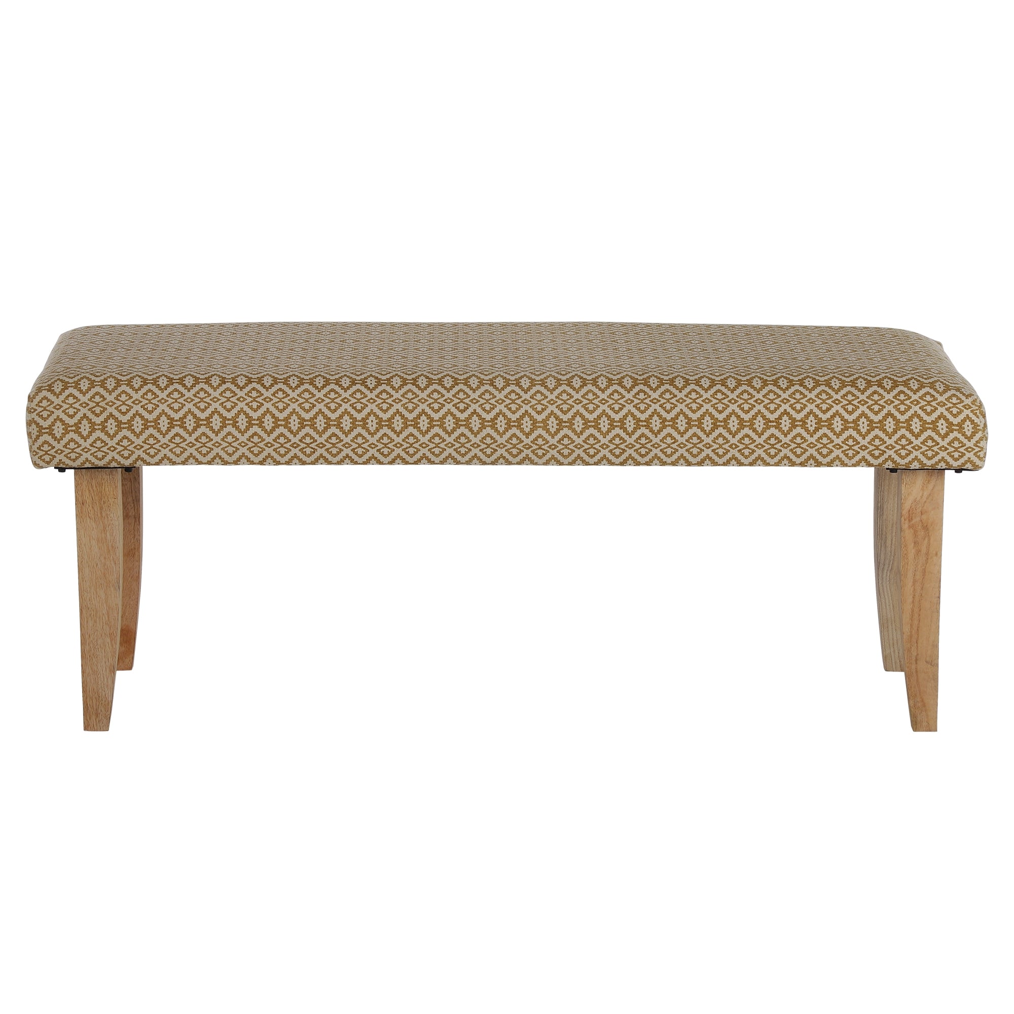 WOMO-Design banc tissu blanc doré 120x48x40 pieds bois