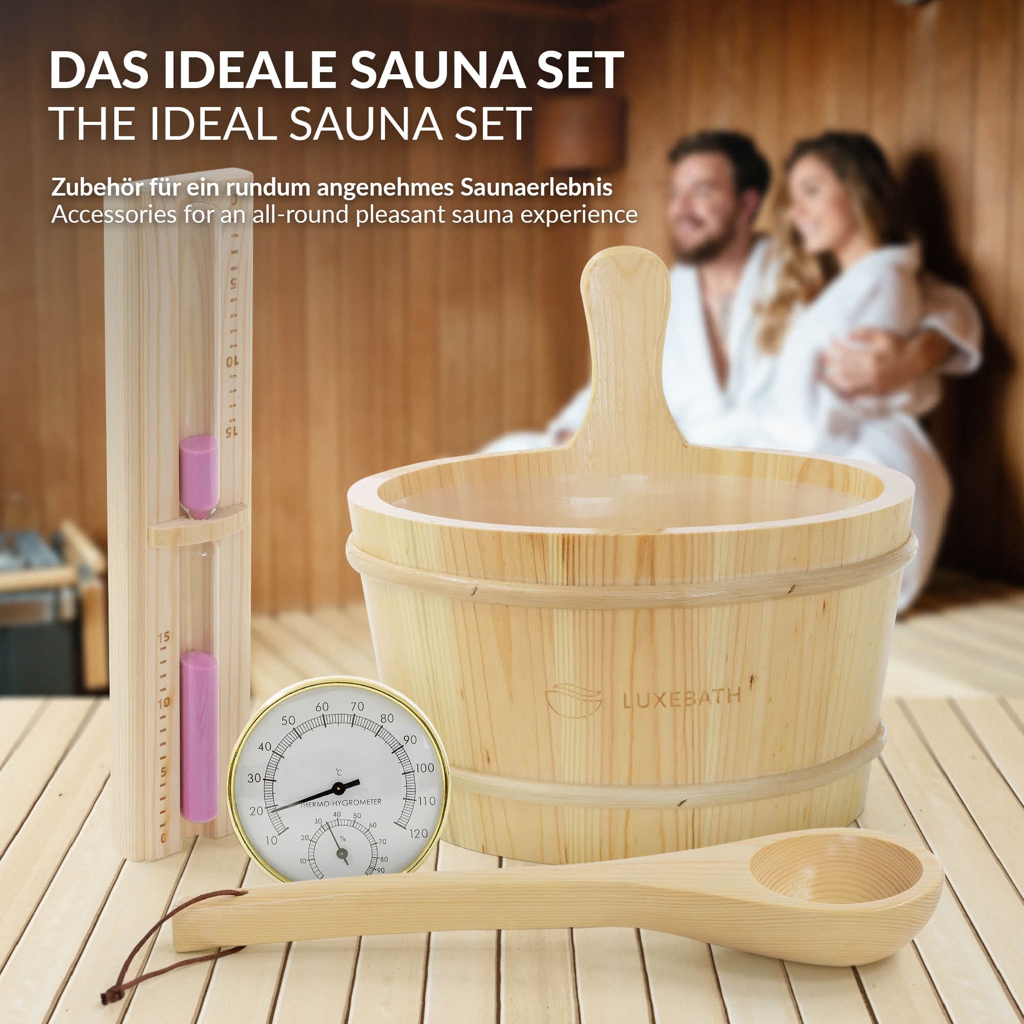 ECD Germany LuxeBath set sauna pin 4 pièces 4,5L