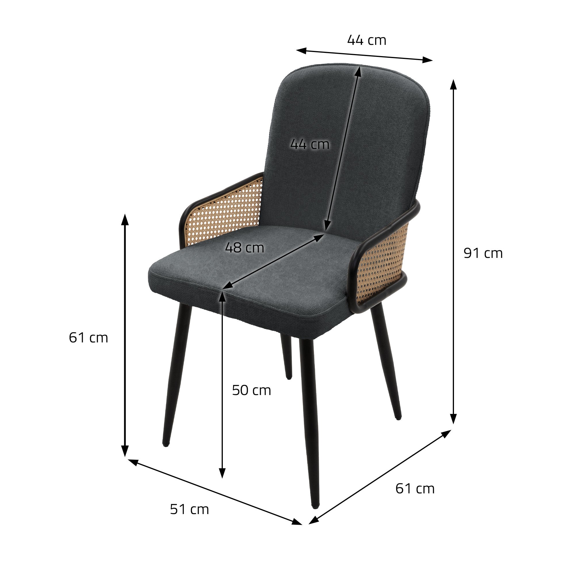 ECD Germany Möbel lot 6 chaises salle à manger anthracite rotin