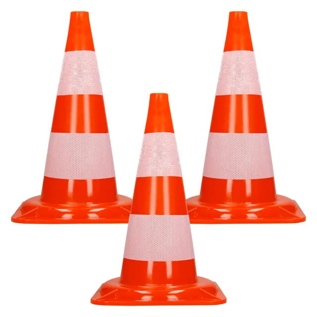 ECD Germany cône de signalisation 47 cm lot de 3 orange réfléchissant