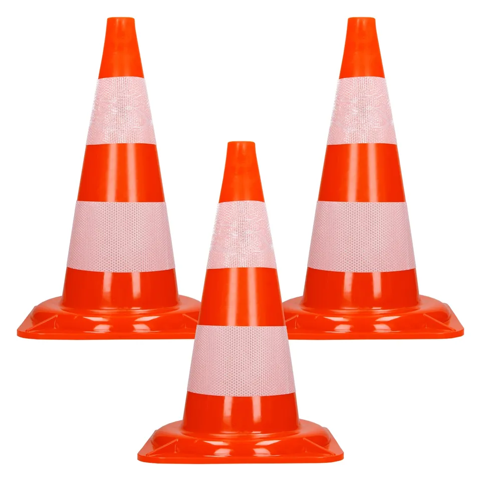 ECD Germany cône de signalisation 47 cm lot de 3 orange réfléchissant