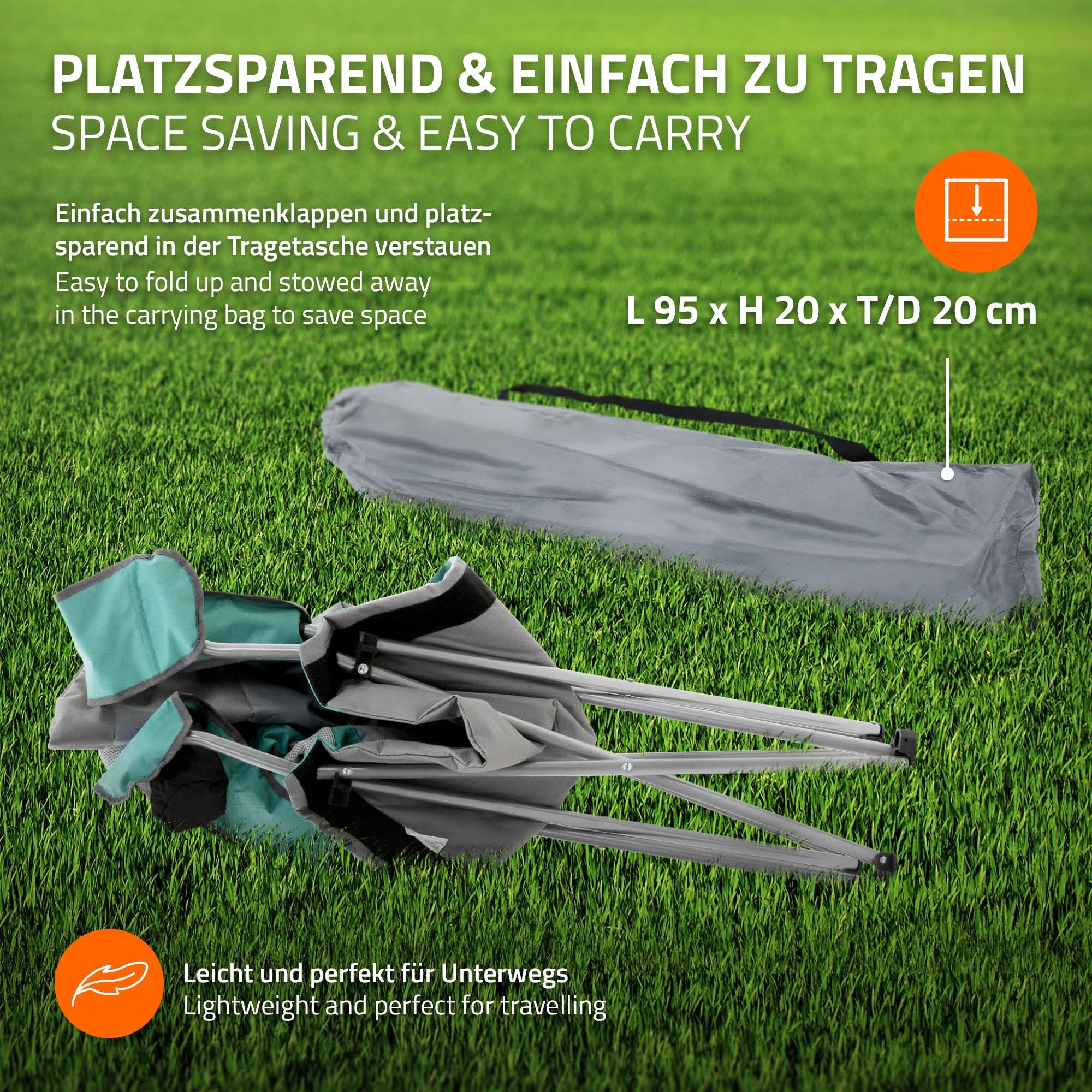 ECD Germany Sport chaise camping pliable turquoise lot de 2