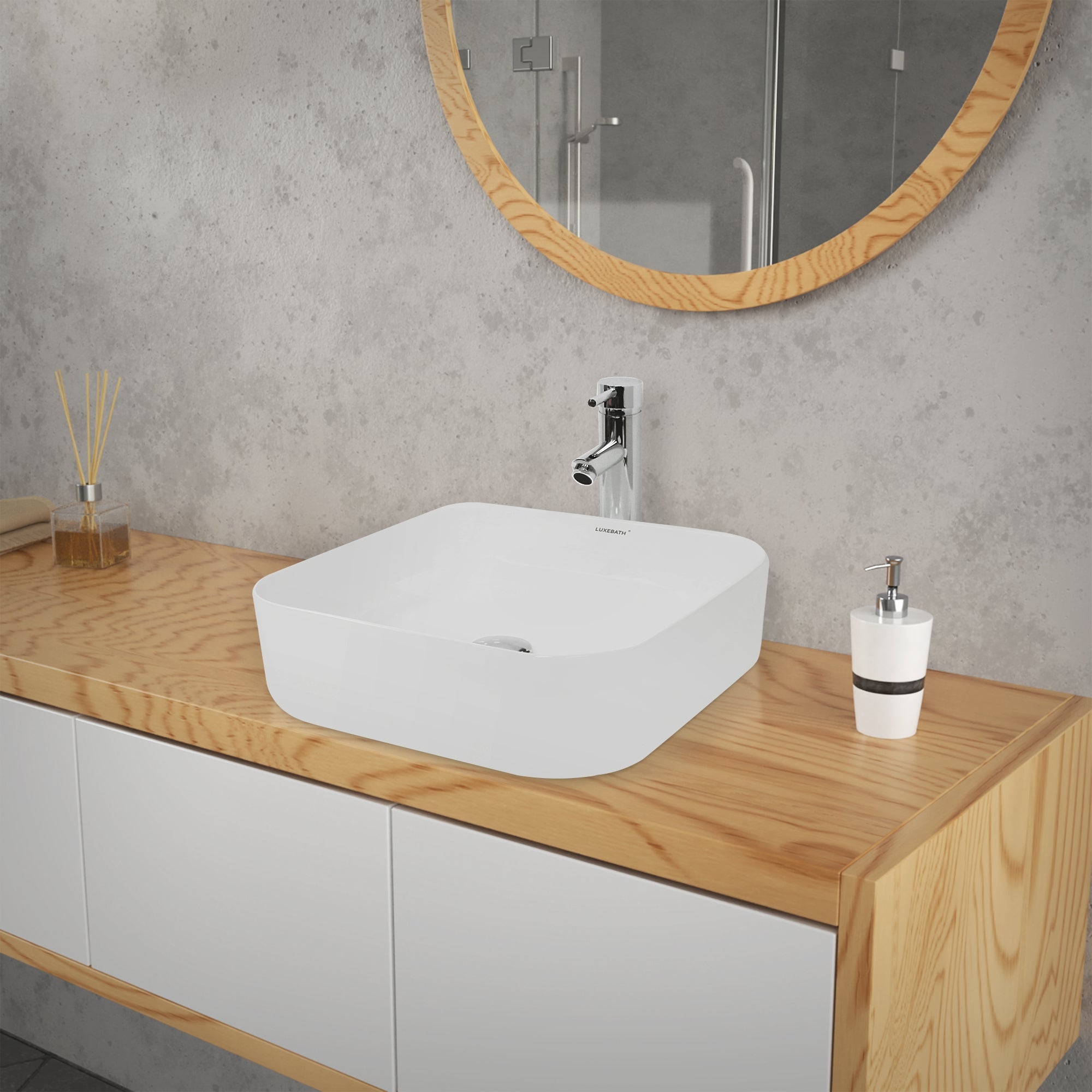 ECD Germany LuxeBath vasque blanche 39 cm céramique + bonde