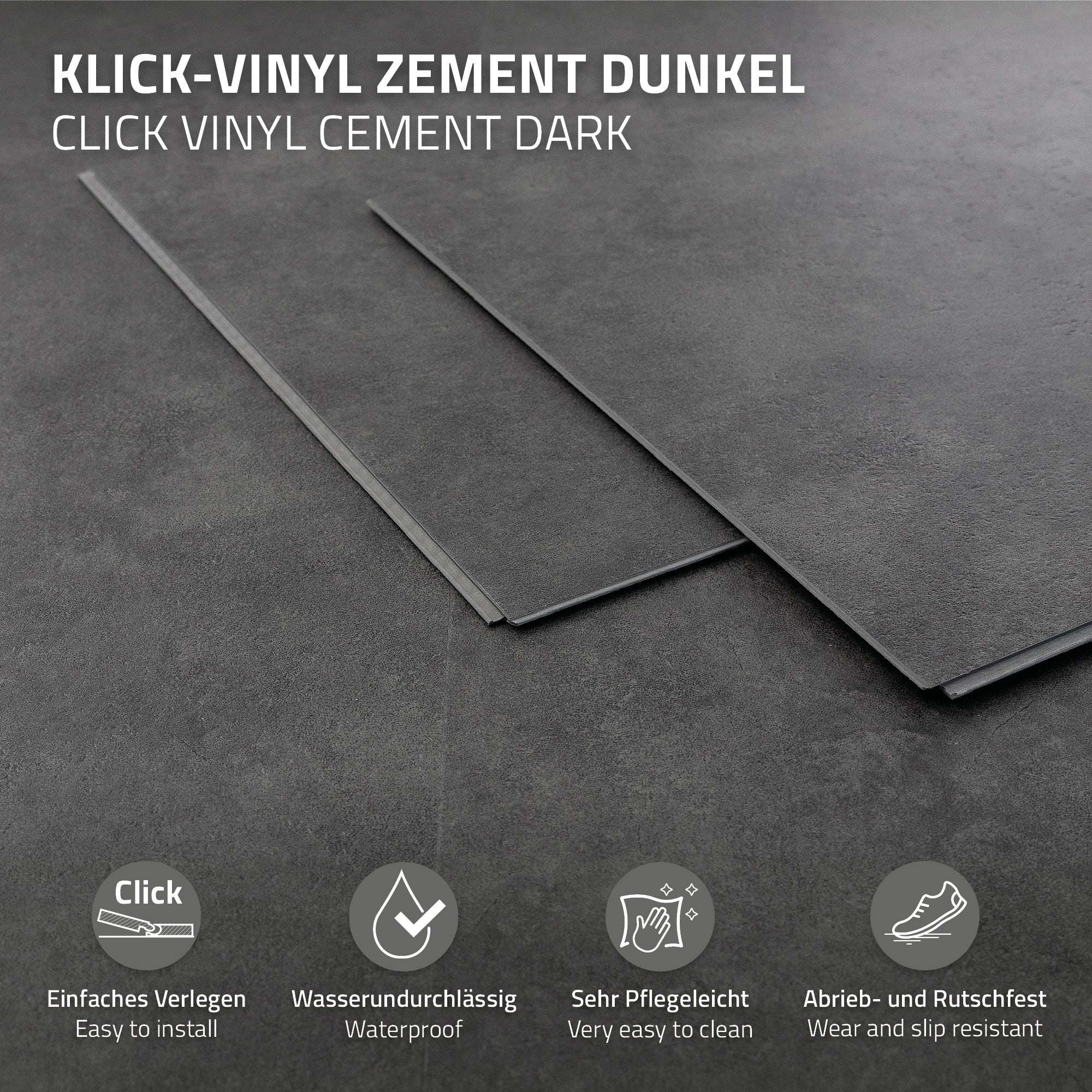 ECD Germany Bauen Renovieren sol vinyle clic ciment sombre 9,3m²