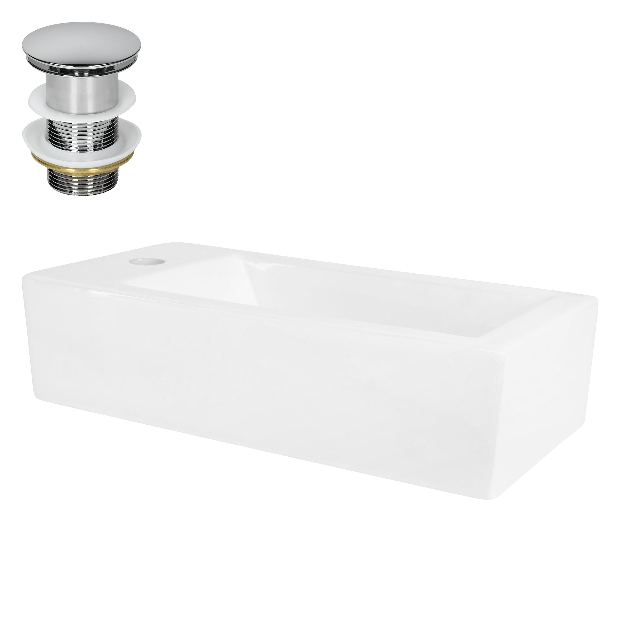 ECD Sanitär LuxeBath 51x25 vasque céramique blanche avec bonde