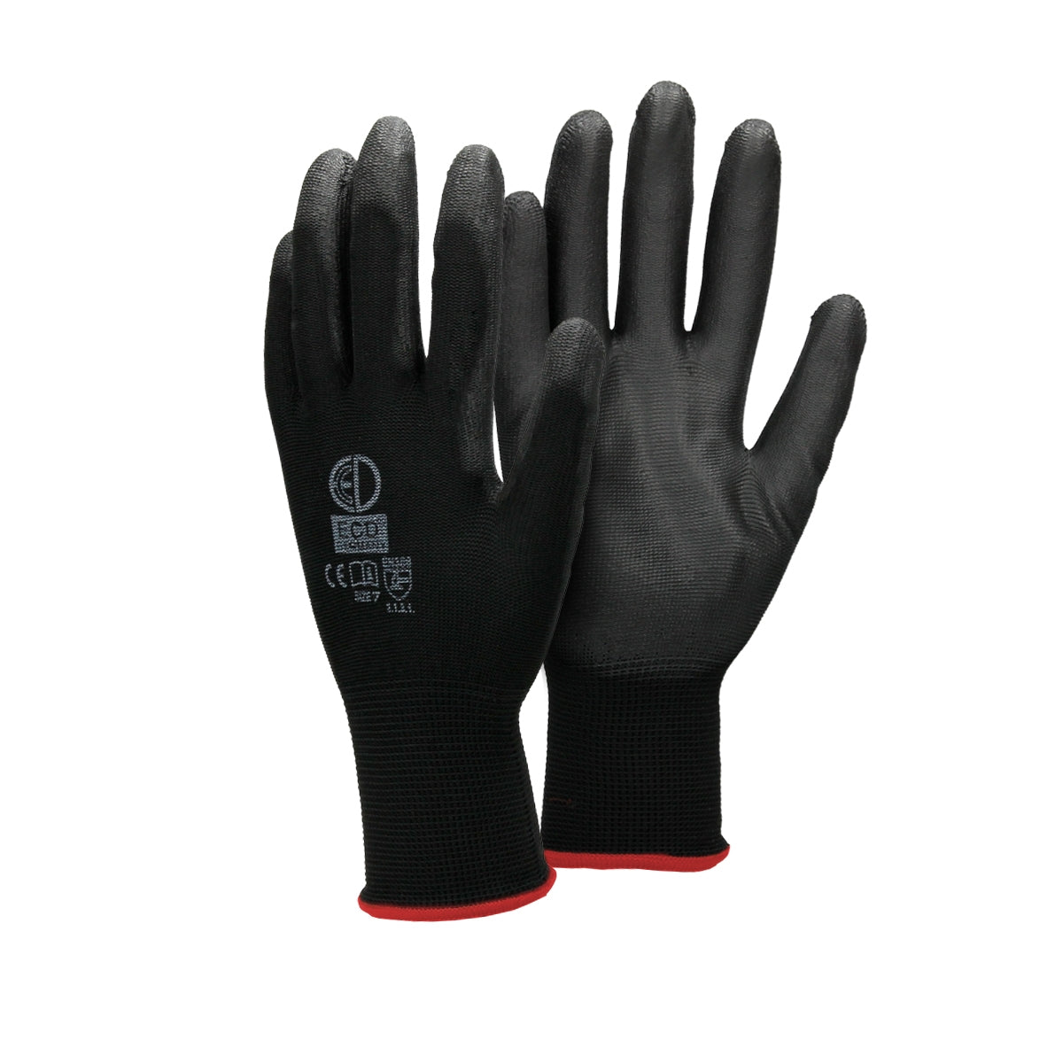 ECD Germany Werkstatt gants de travail PU noir taille S 24 paires