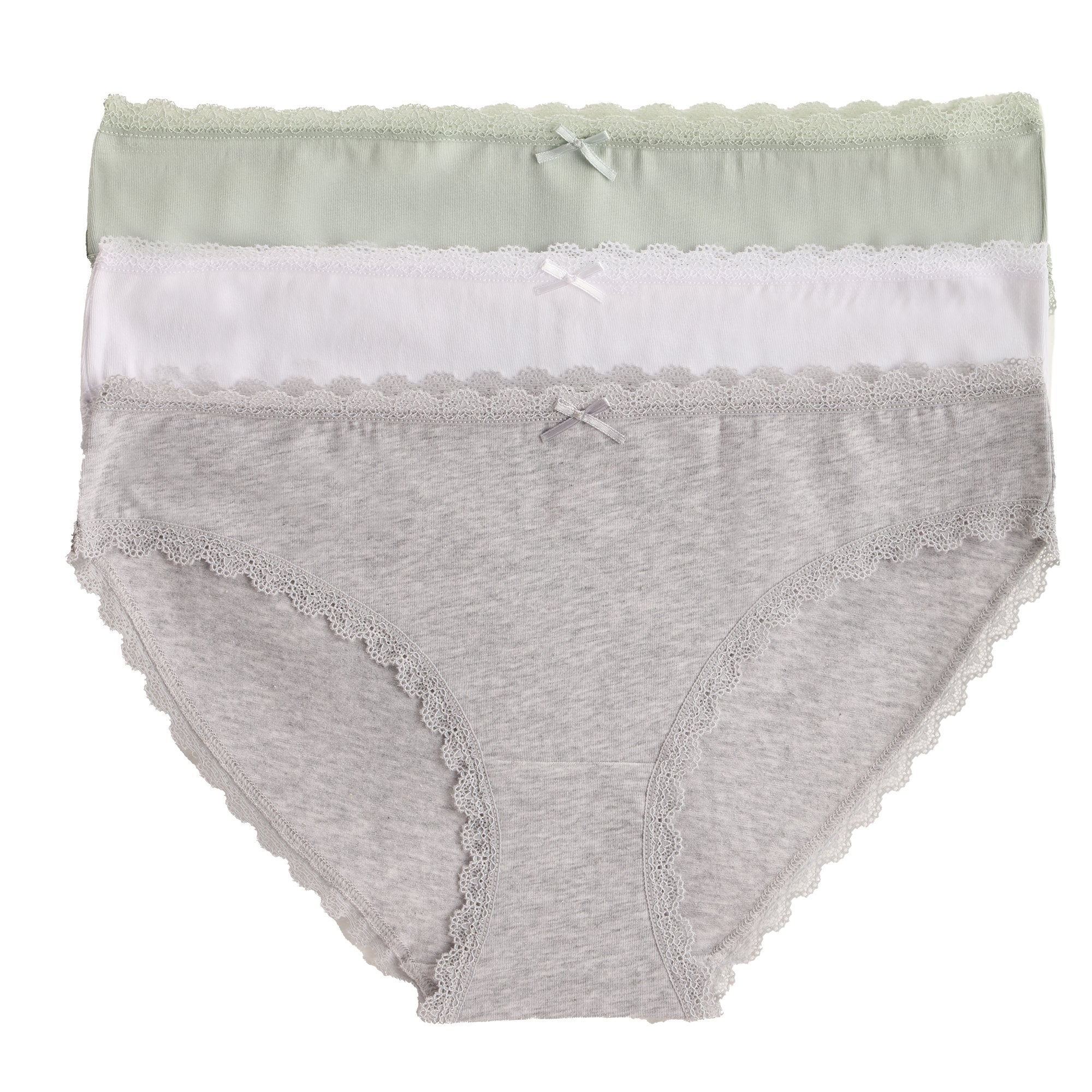 Stokomani Mode lot 3 slips unis chiné dentelle gris clair