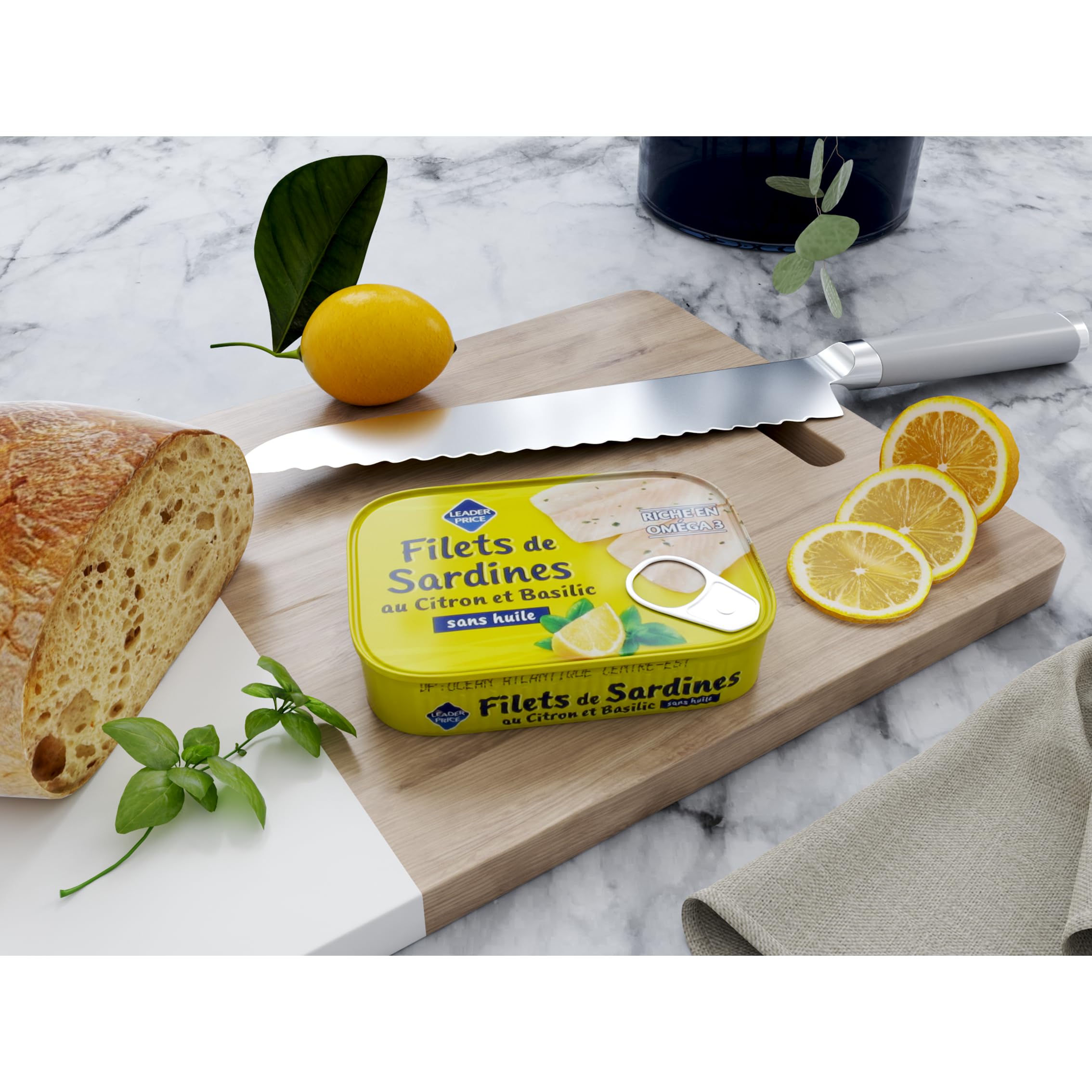 Leader Price filets de sardines citron basilic 80g