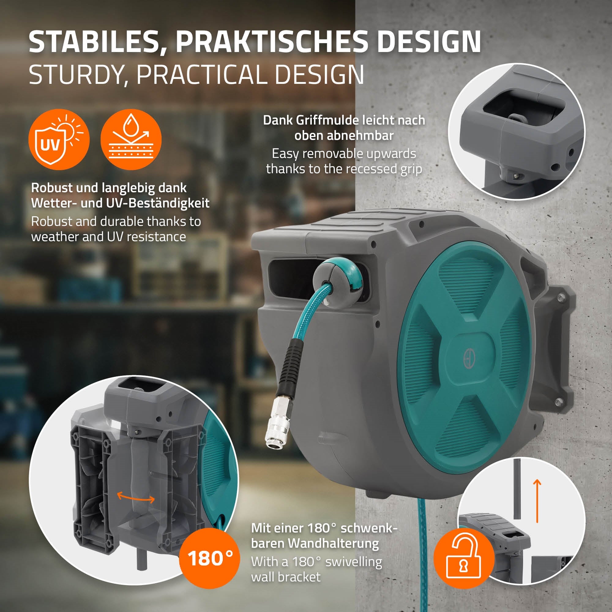 ECD Germany Werkstatt & Werkzeuge enrouleur tuyau air 30 m automatique