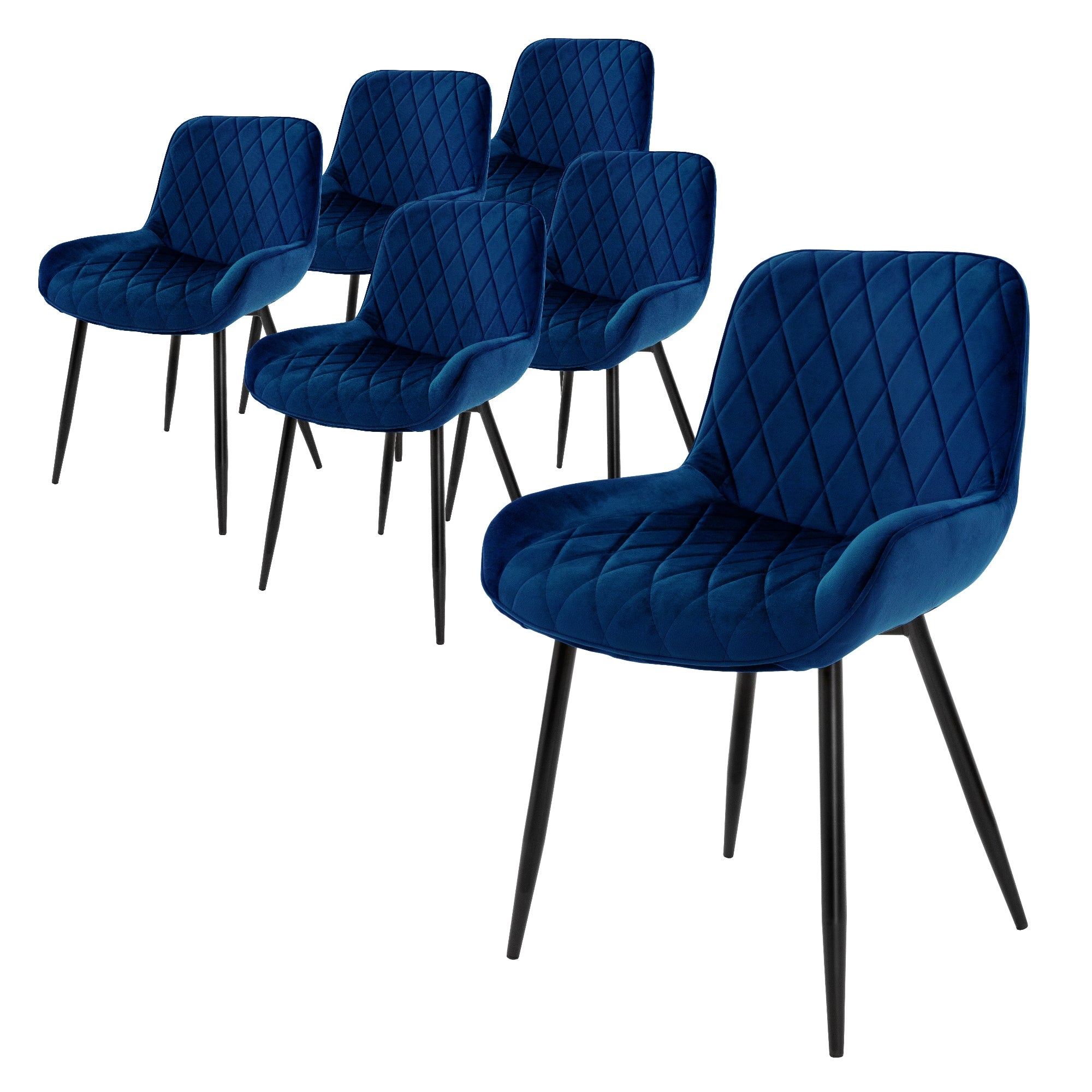 ECD Germany Möbel chaises salle à manger velours bleu 6 pcs