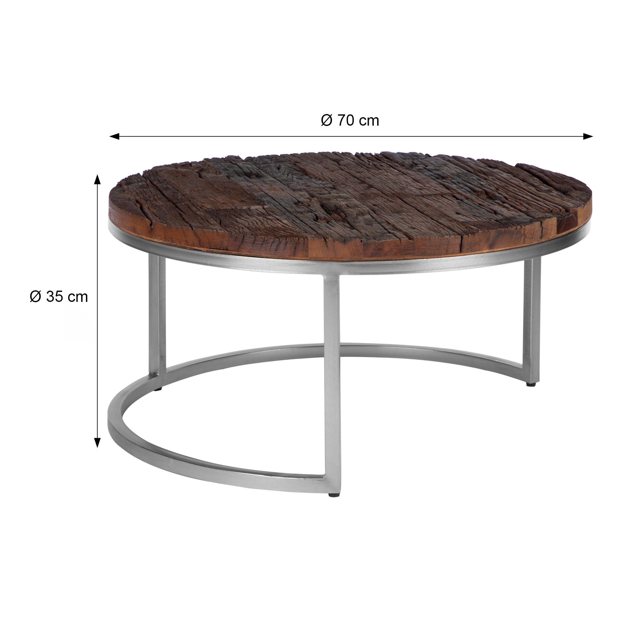 ECD Germany Möbel table basse Ø70 naturel acacia Surabaya