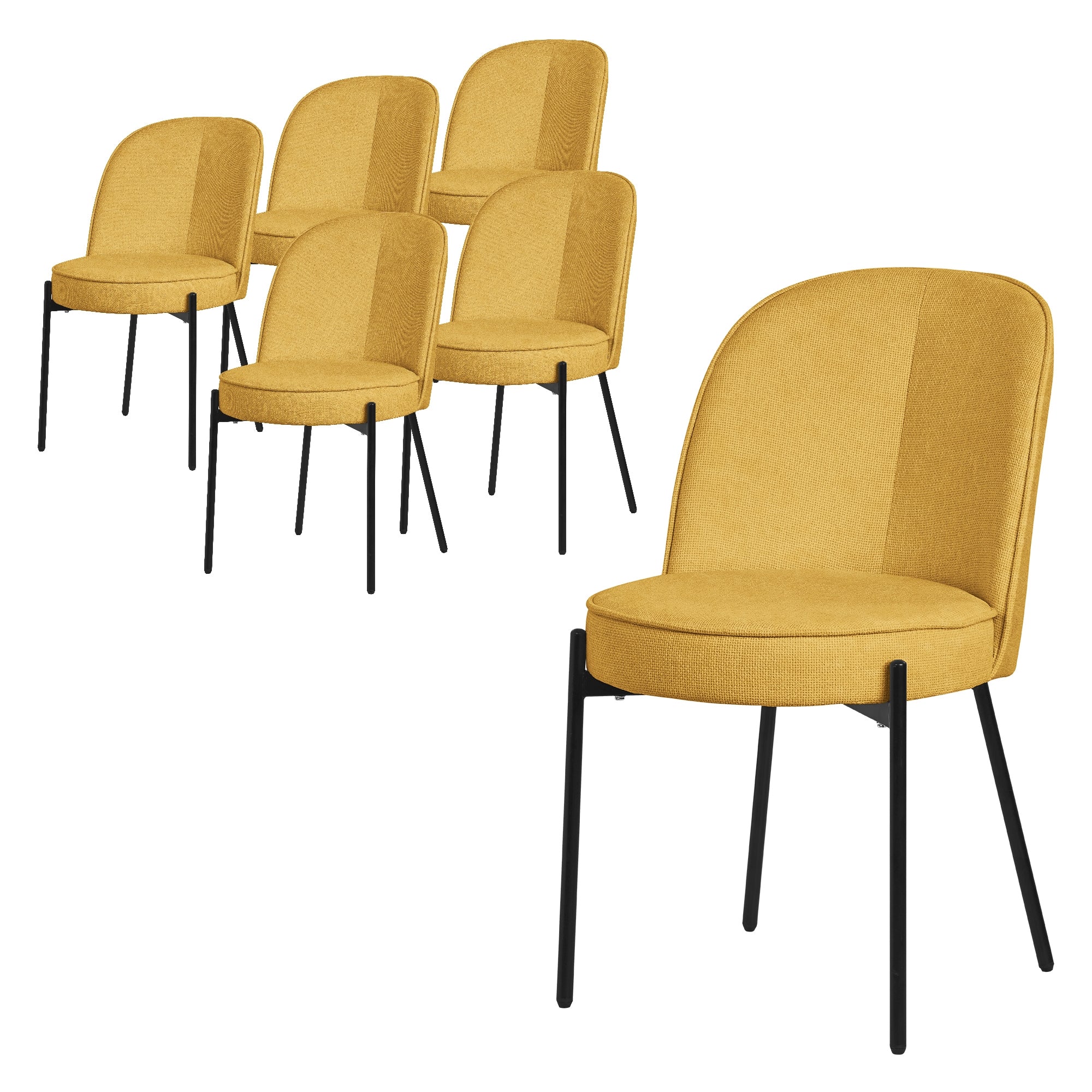 ECD Germany Möbel chaises salle à manger moutarde lot de 6