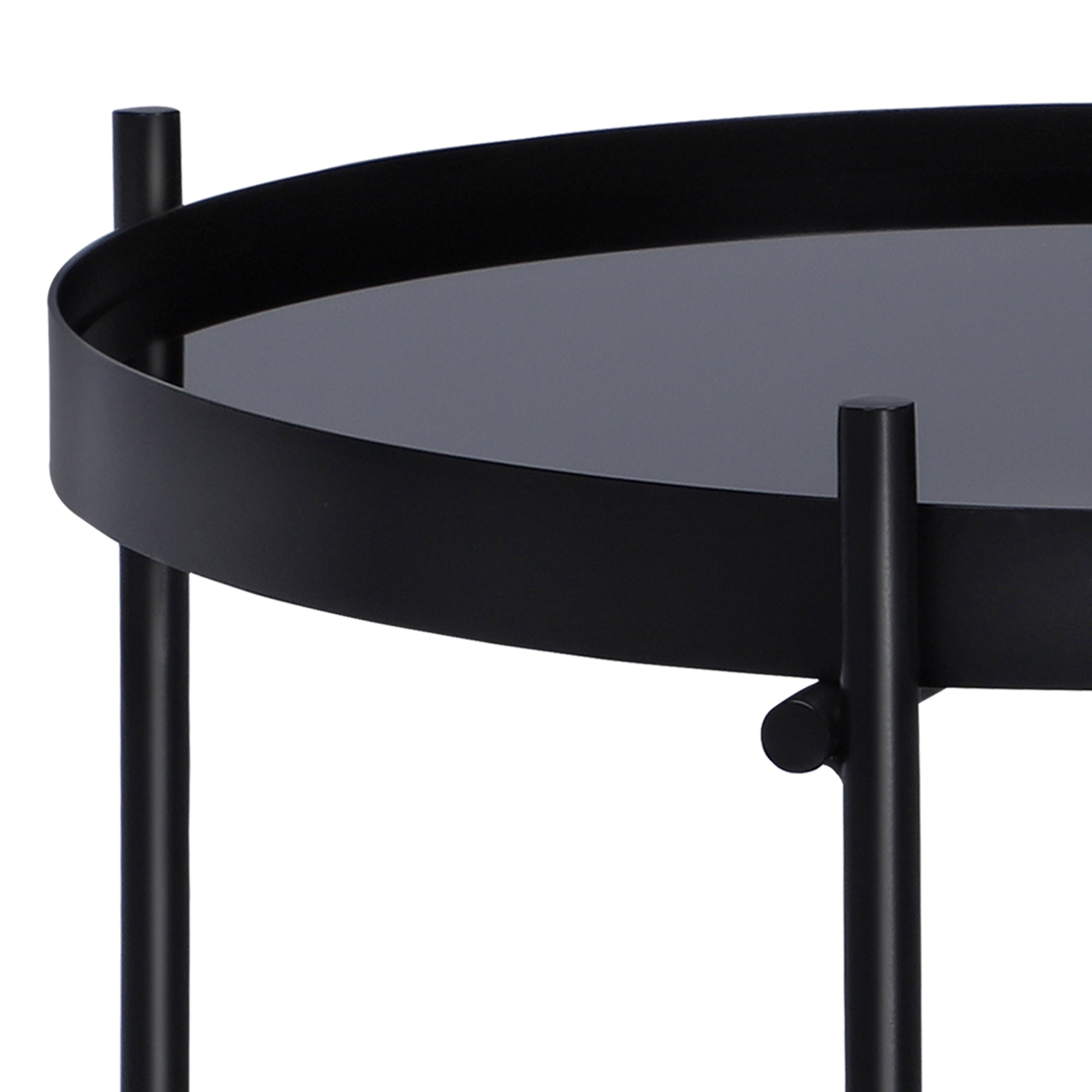 ECD Germany Möbel Table d appoint ronde 43x45 cm noir verre métal