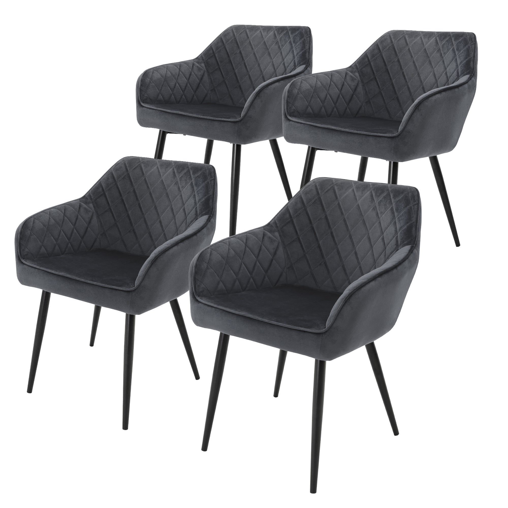 ECD Germany Möbel lot 4 chaises anthracite velours matelassé