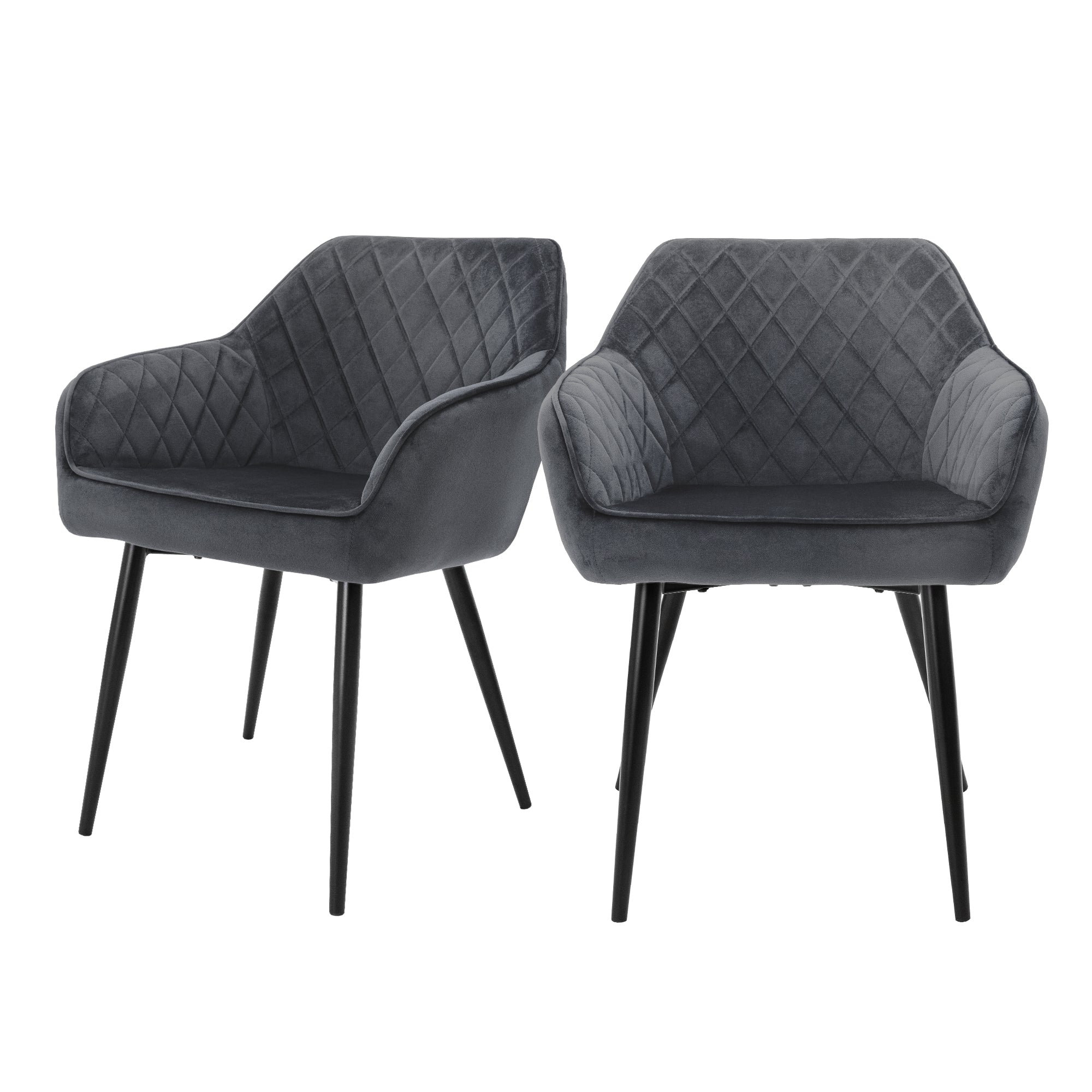 ML-Design chaise velours anthracite lot 2 pieds métal