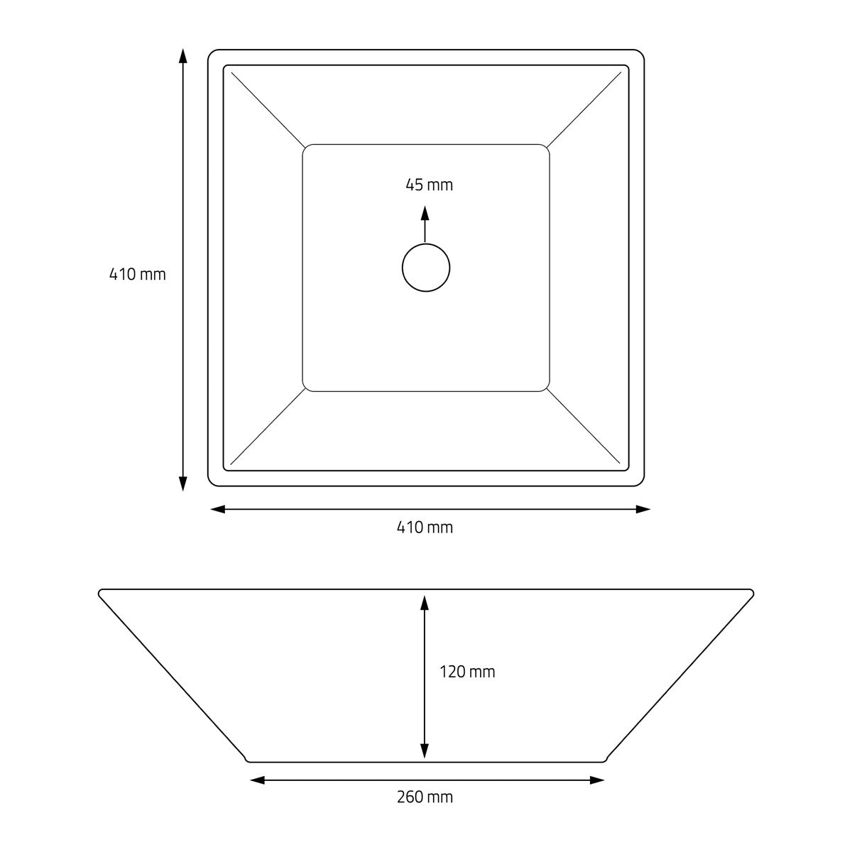 ECD Germany LuxeBath lavabo carré céramique 41x41 blanc à poser