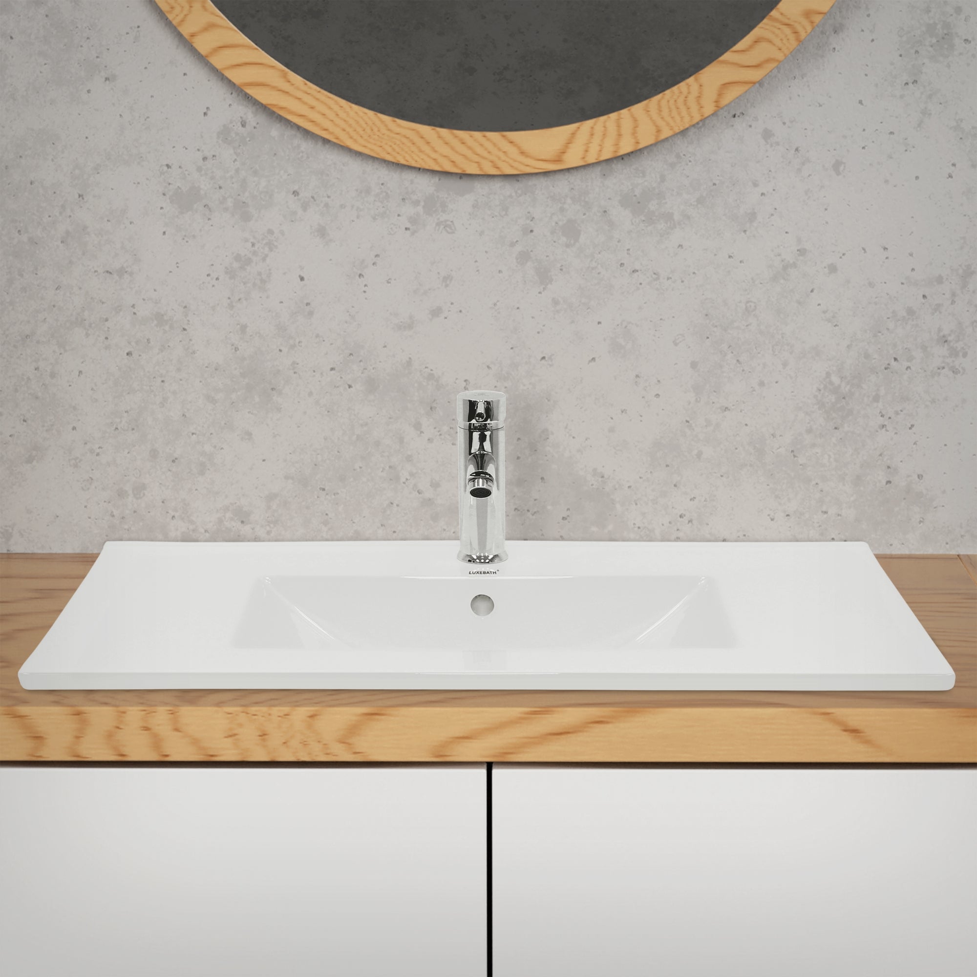 ECD Germany Sanitär vasque céramique blanche 81cm bonde argent