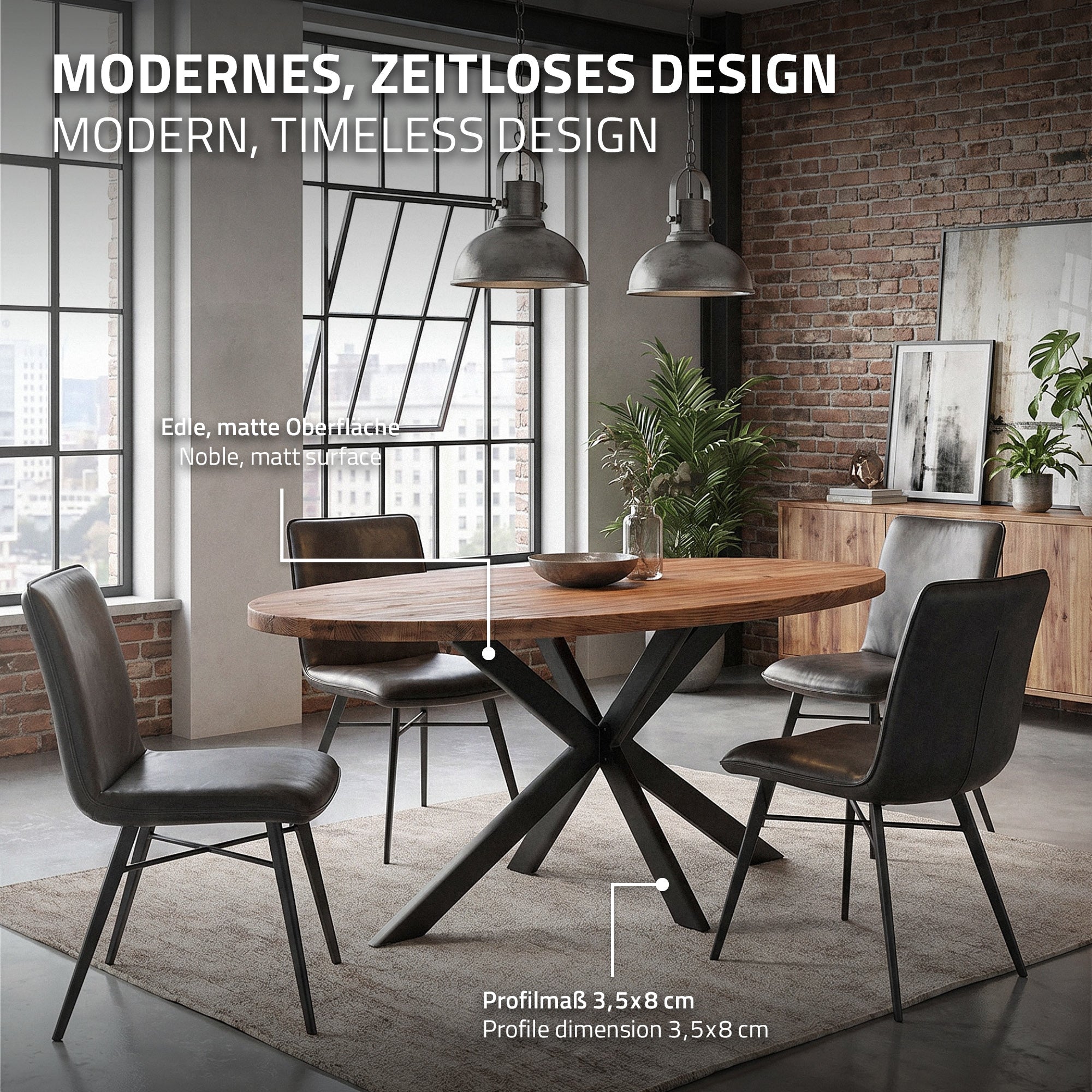 ECD Germany Möbel pieds table Spider noir plat 120x78x71,5 acier