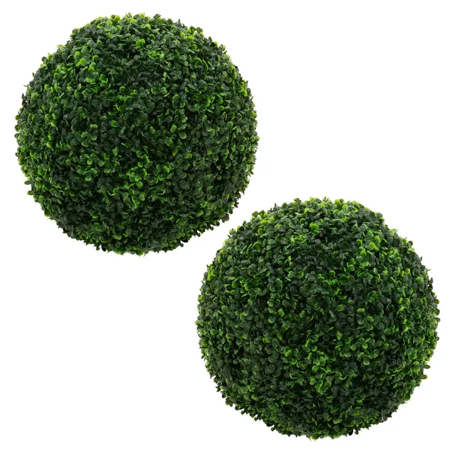 ECD Germany Haus buis artificiel boule verte 45 cm lot 2 déco