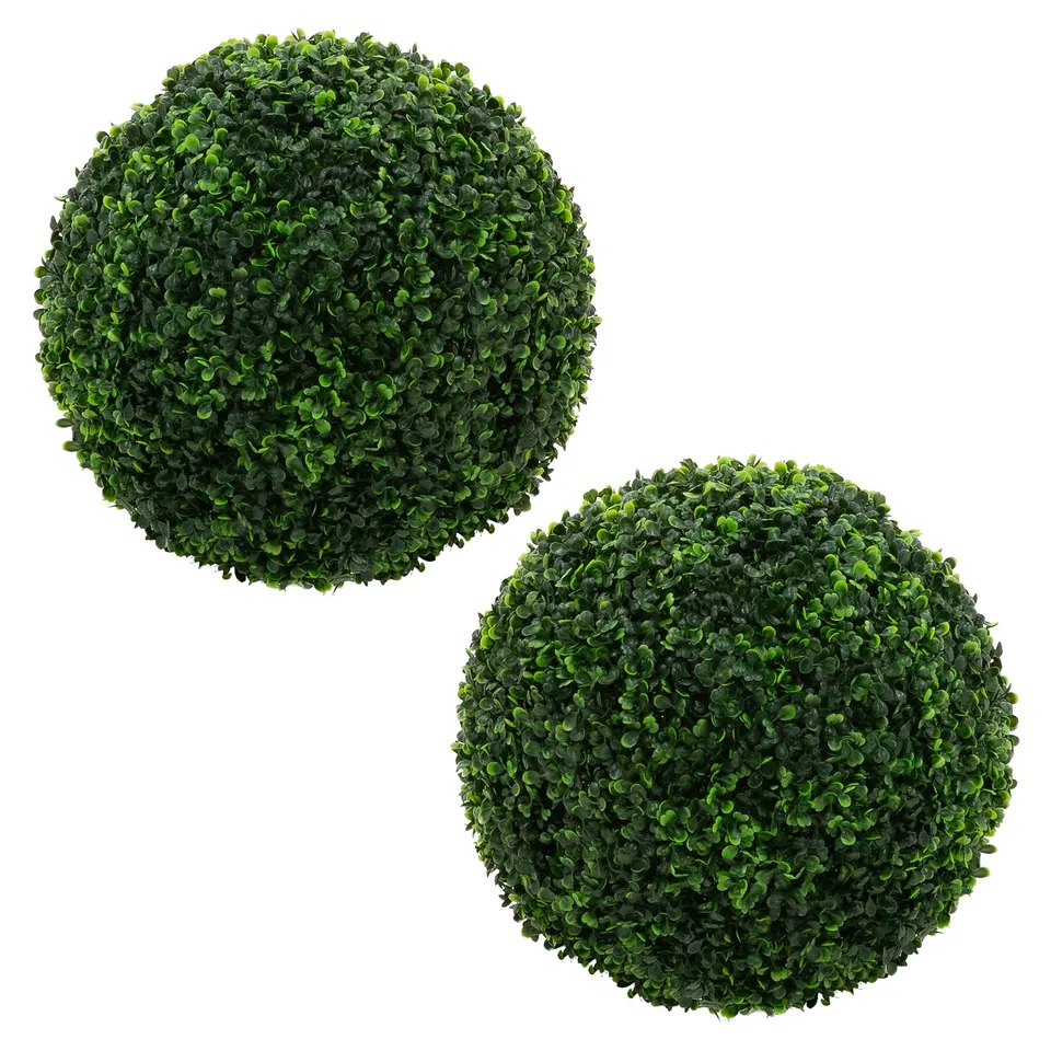 ECD Germany Haus buis artificiel boule verte 45 cm lot 2 déco